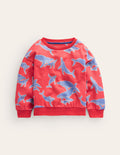 Printed Relaxed Sweatshirt-Jam Red Whales