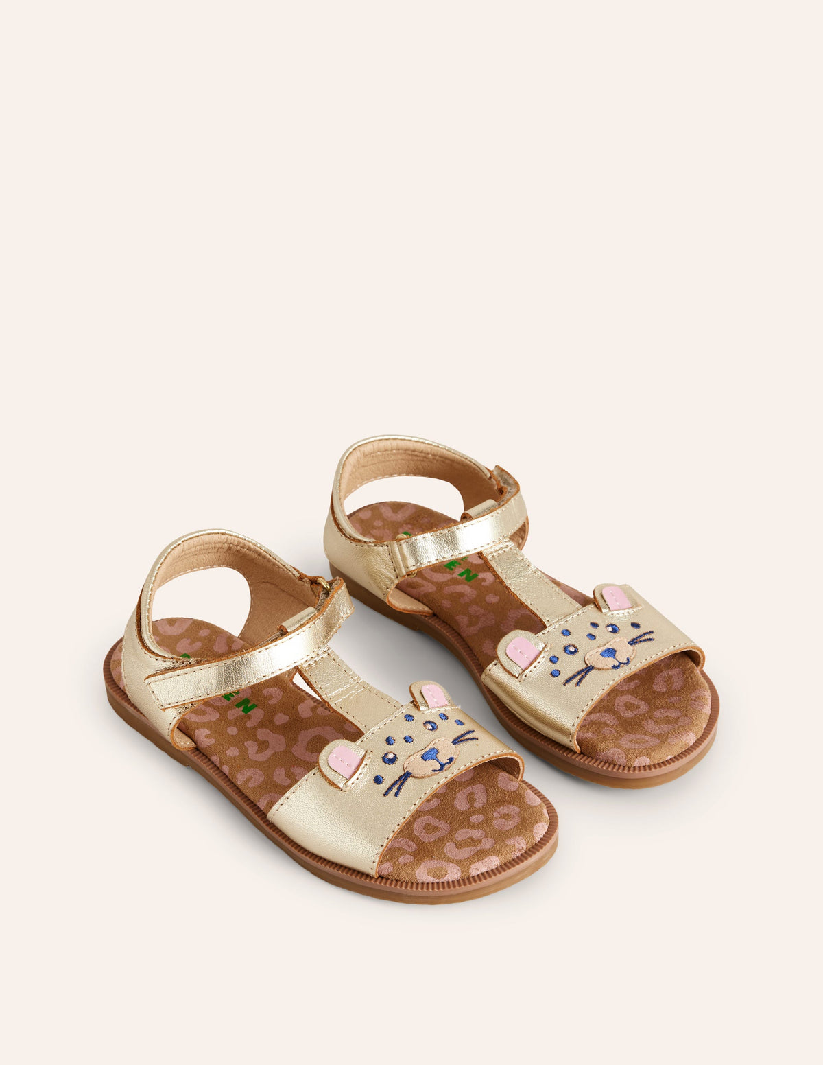 Fun Leather Sandals-Gold Metallic Leopard - Image 2