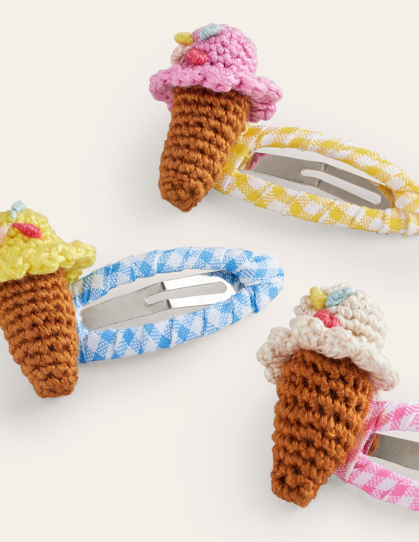 3 Pack Hair Clips-Gingham Ice Creams