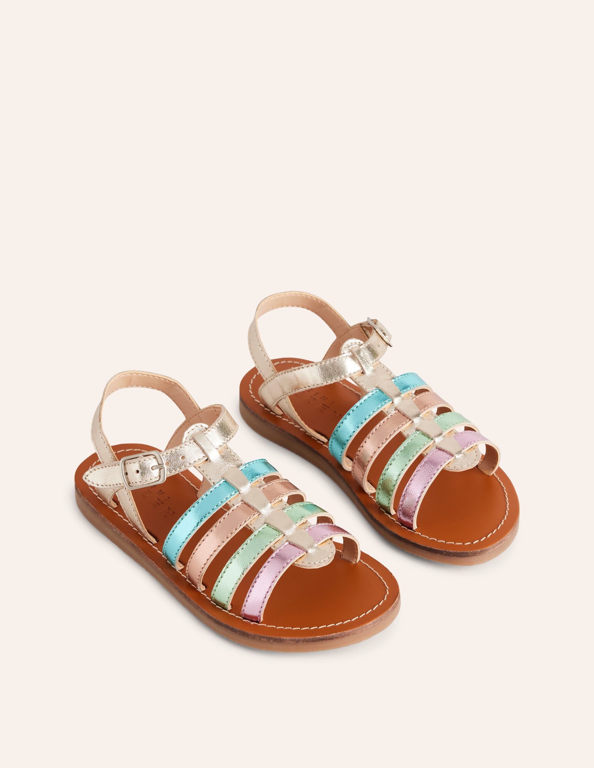 Strappy Metallic Sandals-Mutli Ombre Metallic - Image 2