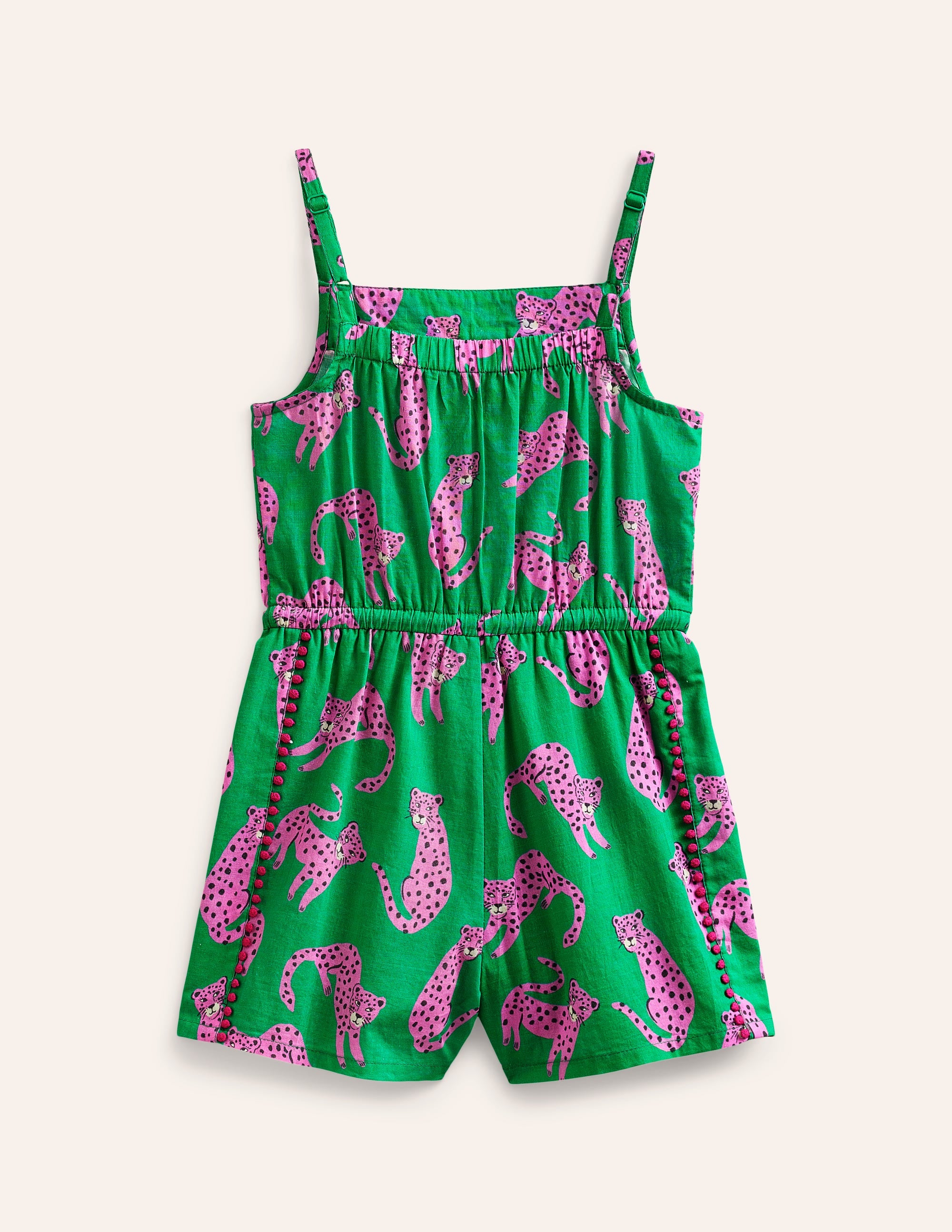 Woven Holiday Playsuit-Green Leopard - Image 2