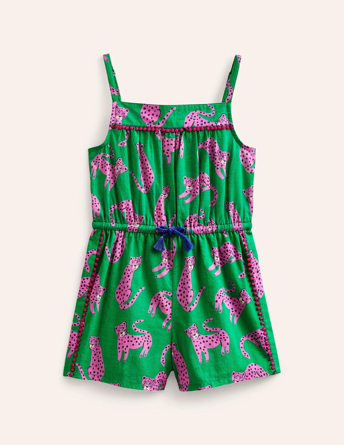 Woven Holiday Playsuit-Green Leopard - Image 1