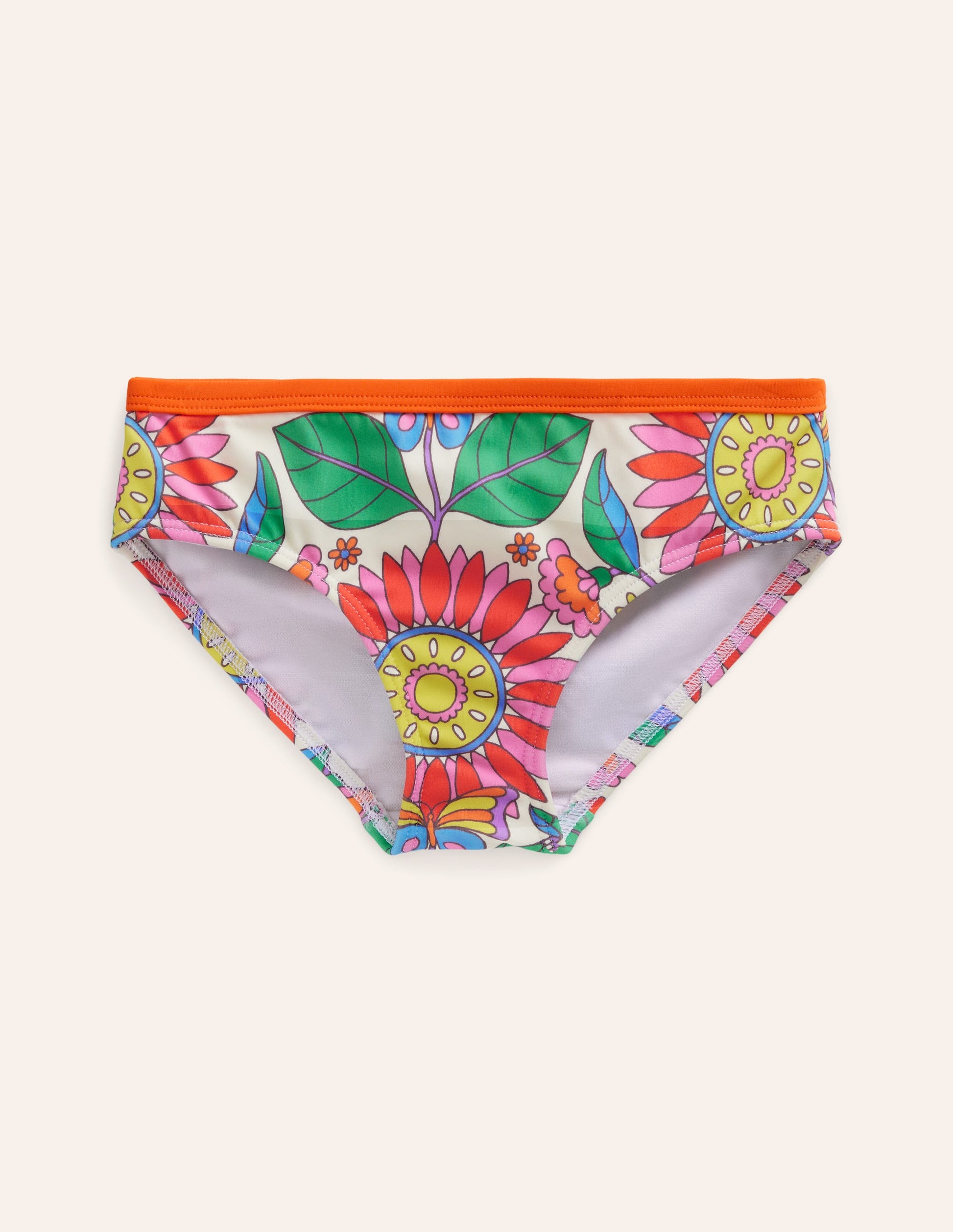 Patterned Bikini Bottoms-Multi Daisy Vine-1