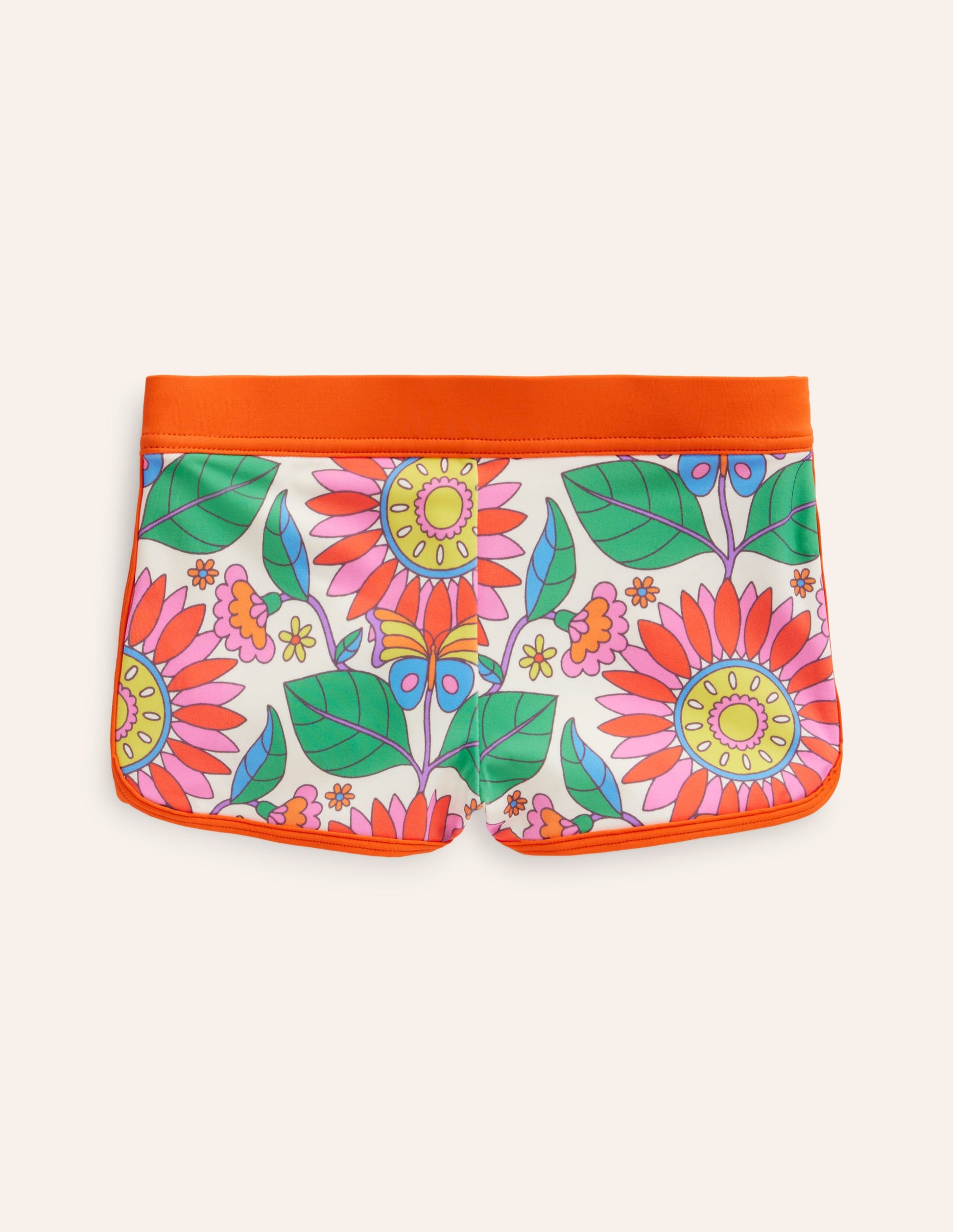 Patterned Swim Shorts-Multi Daisy Vine-1