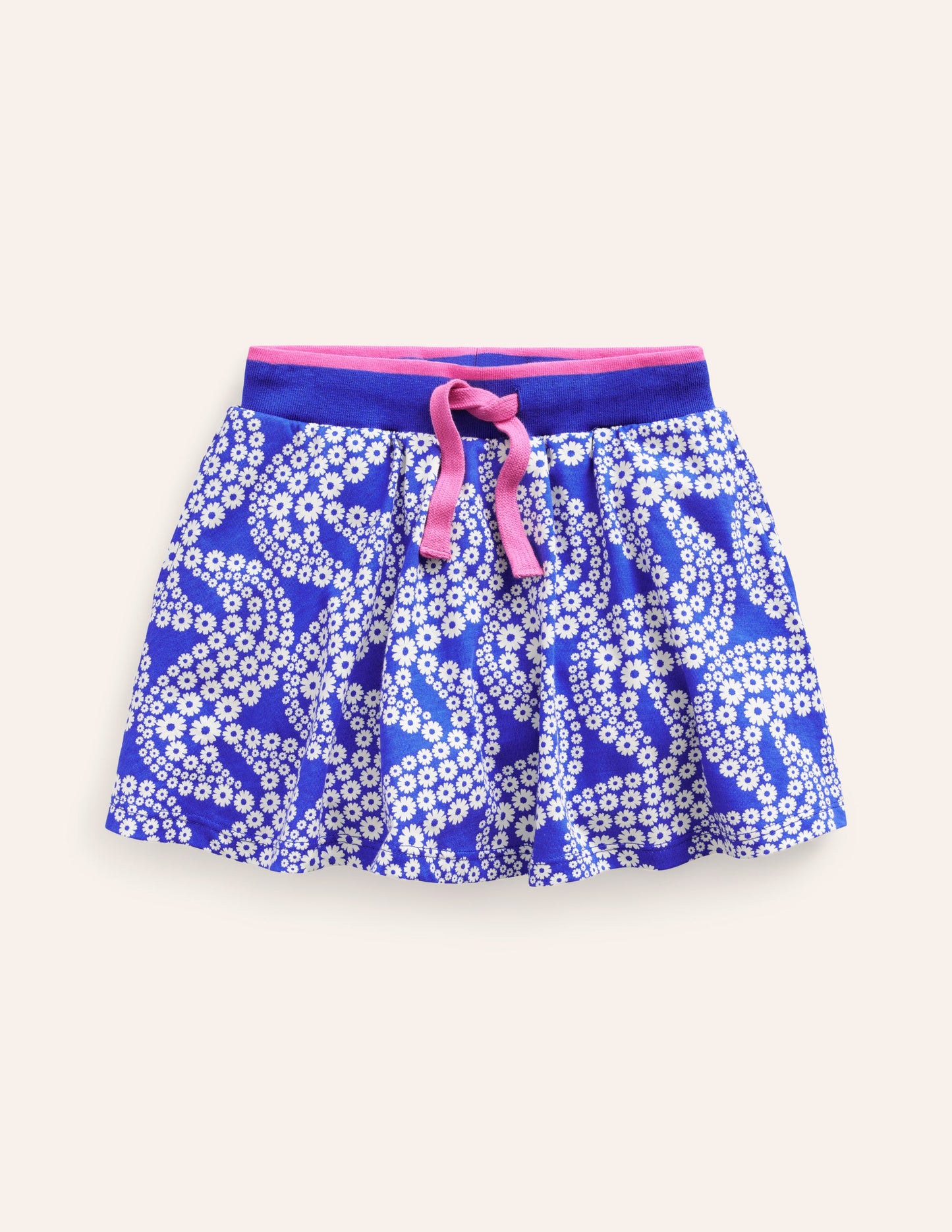 Printed Jersey Skort-Greek Blue Daisy Wave
