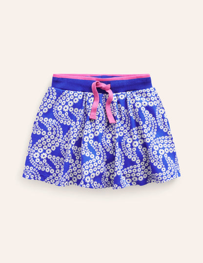 Printed Jersey Skort-Greek Blue Daisy Wave-1