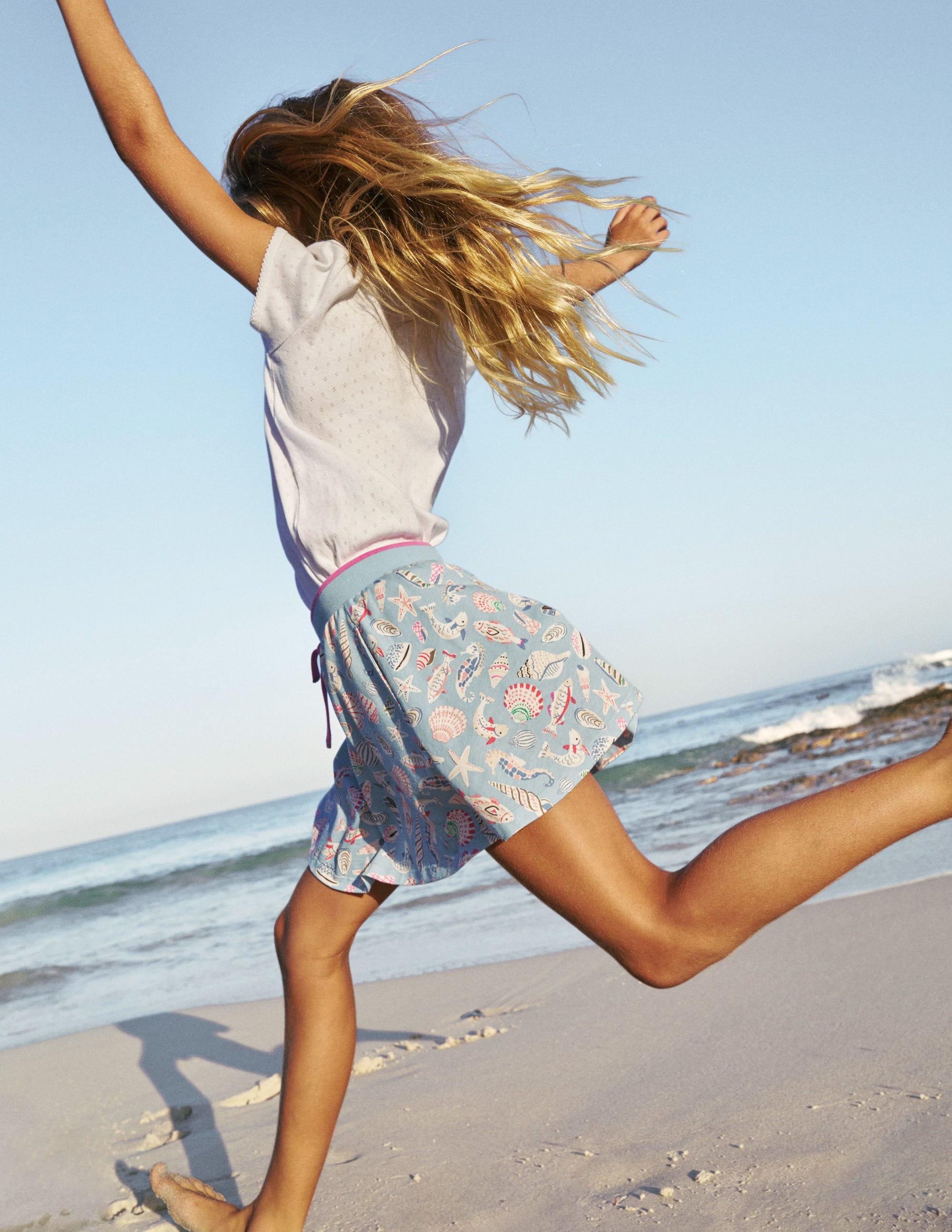 Printed Jersey Skort-Vintage Blue Seashore - Image 5