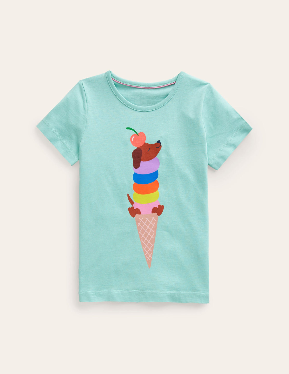 Printed Graphic T-Shirt-Fountain Green Ice Cream - Image 1