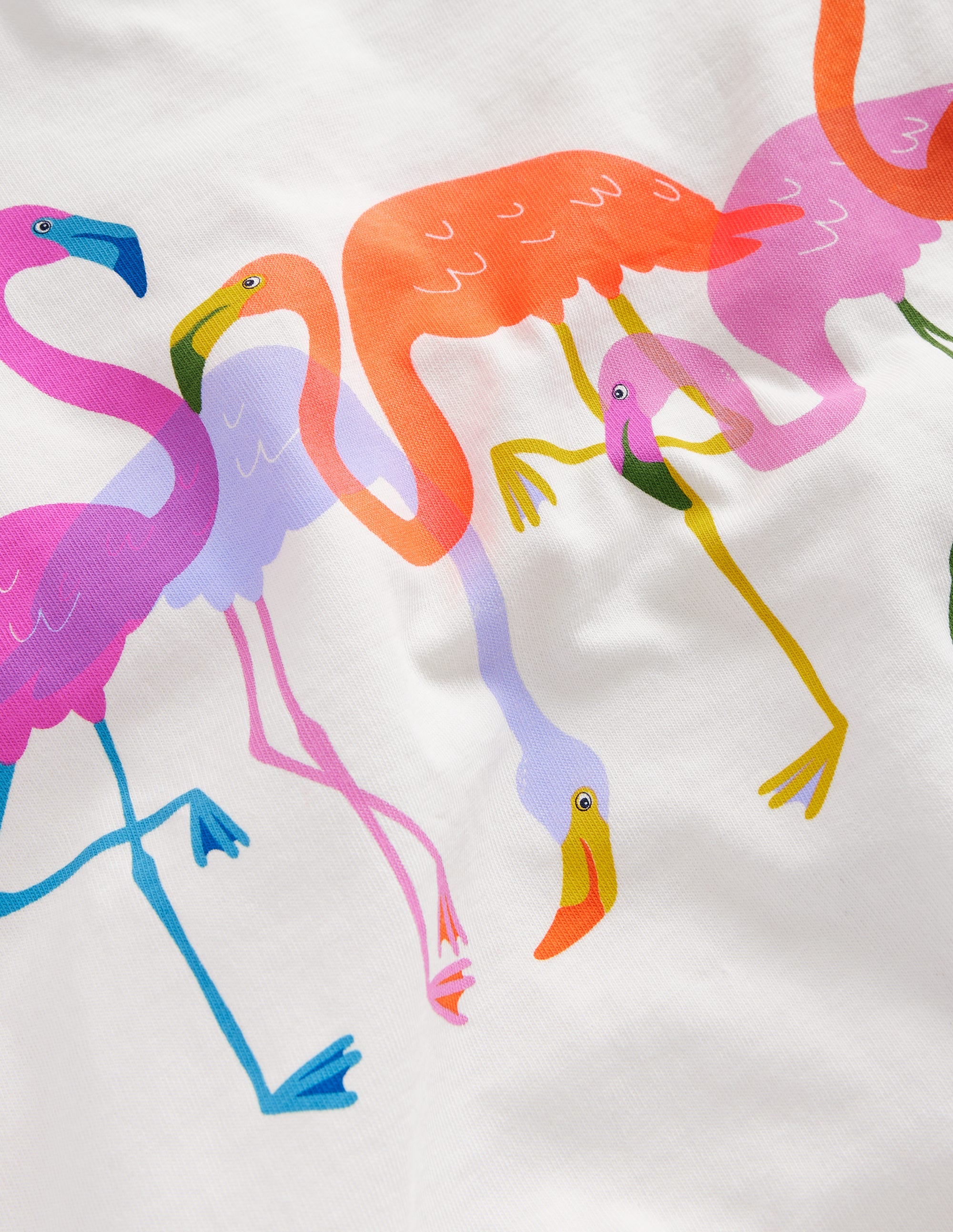 Printed Graphic T-Shirt-Ivory Flamingos - Image 2