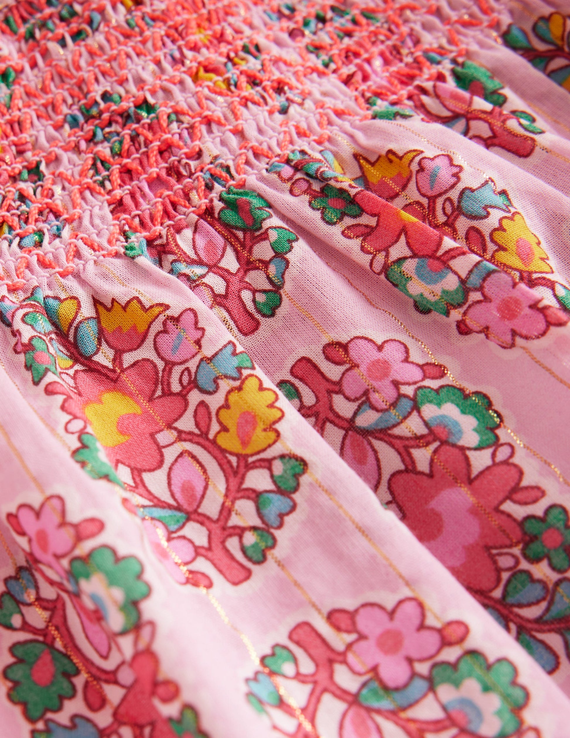 Woven Smocked Top-Sugared Almond Pink Paisley-5