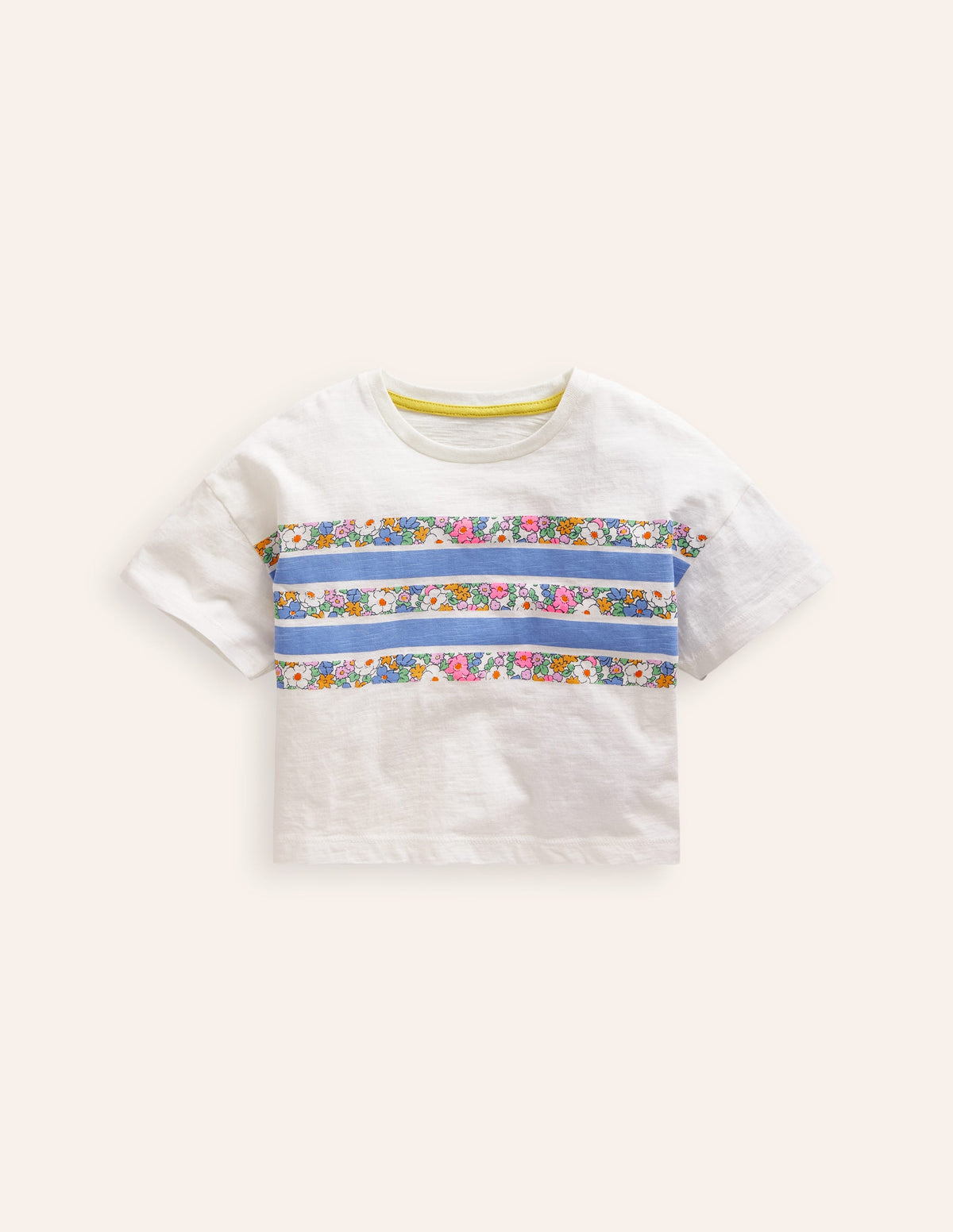 Relaxed T-shirt-Floral Placement Stripe-1
