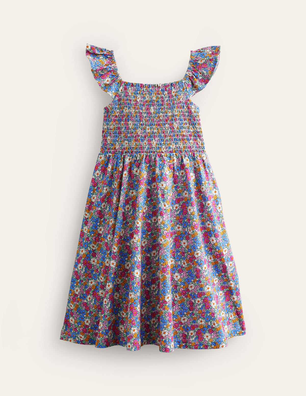 Shirred Jersey Dress-Festival Pink Nautical Floral-2