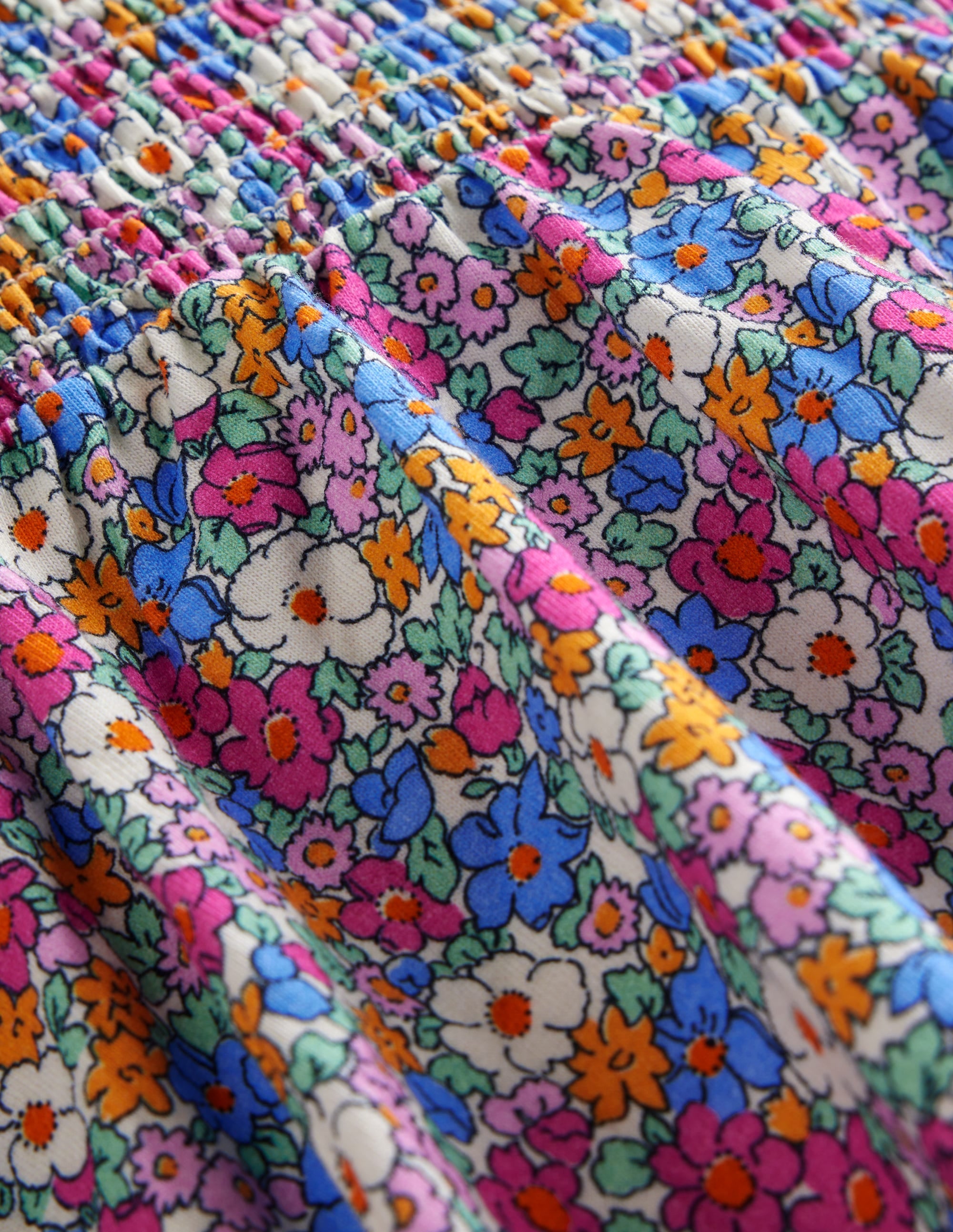 Shirred Jersey Dress-Festival Pink Nautical Floral - Image 3