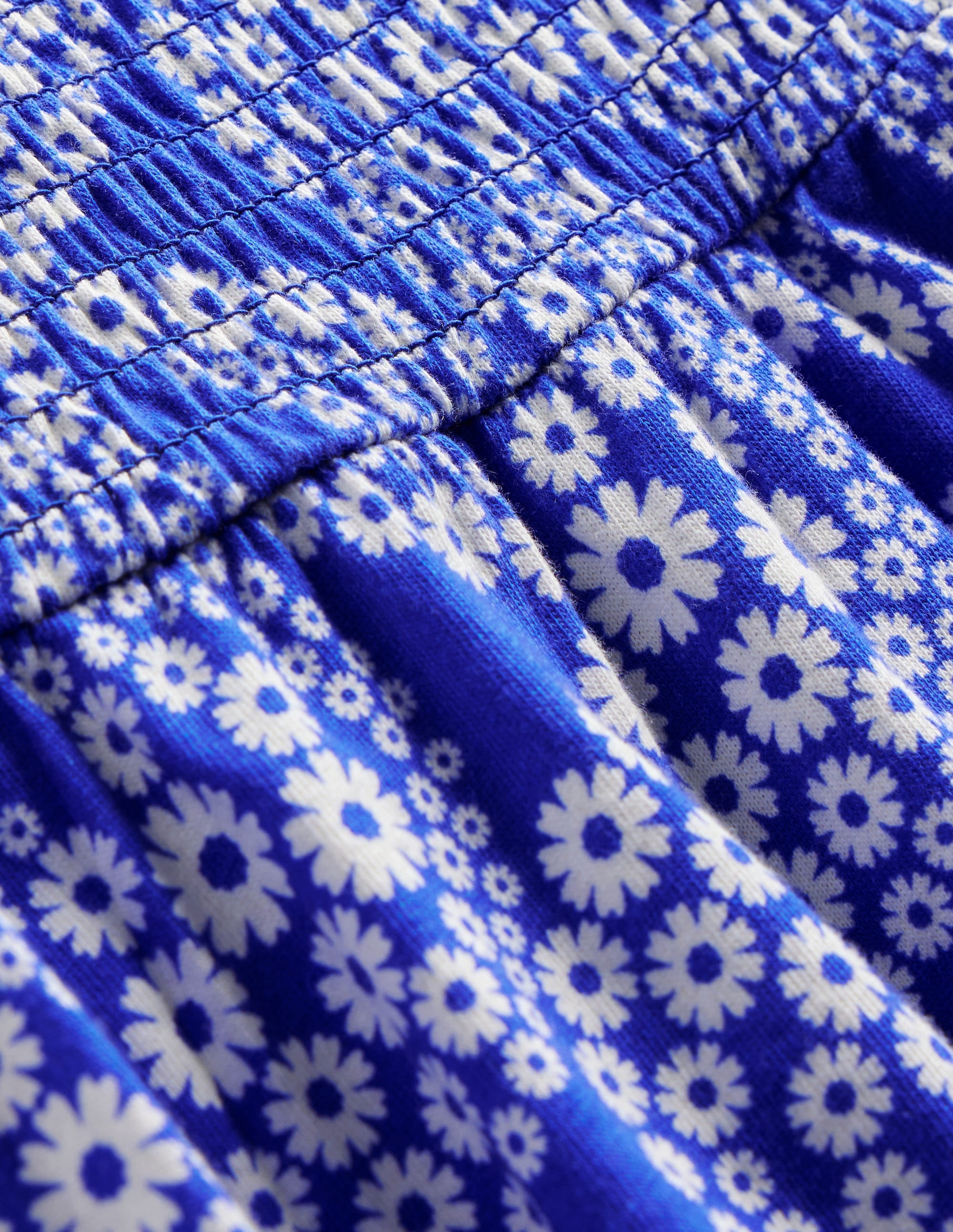Shirred Jersey Dress-Greek Blue Daisy Wave - Image 3