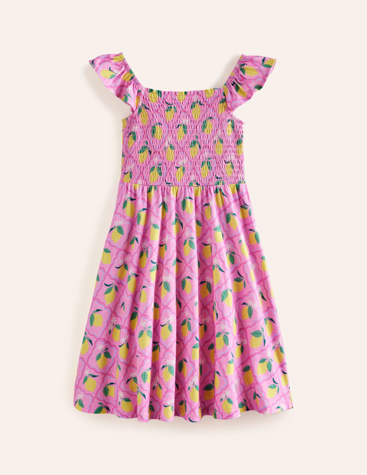 Shirred Jersey Dress-Pink Lemon Grove - Image 2