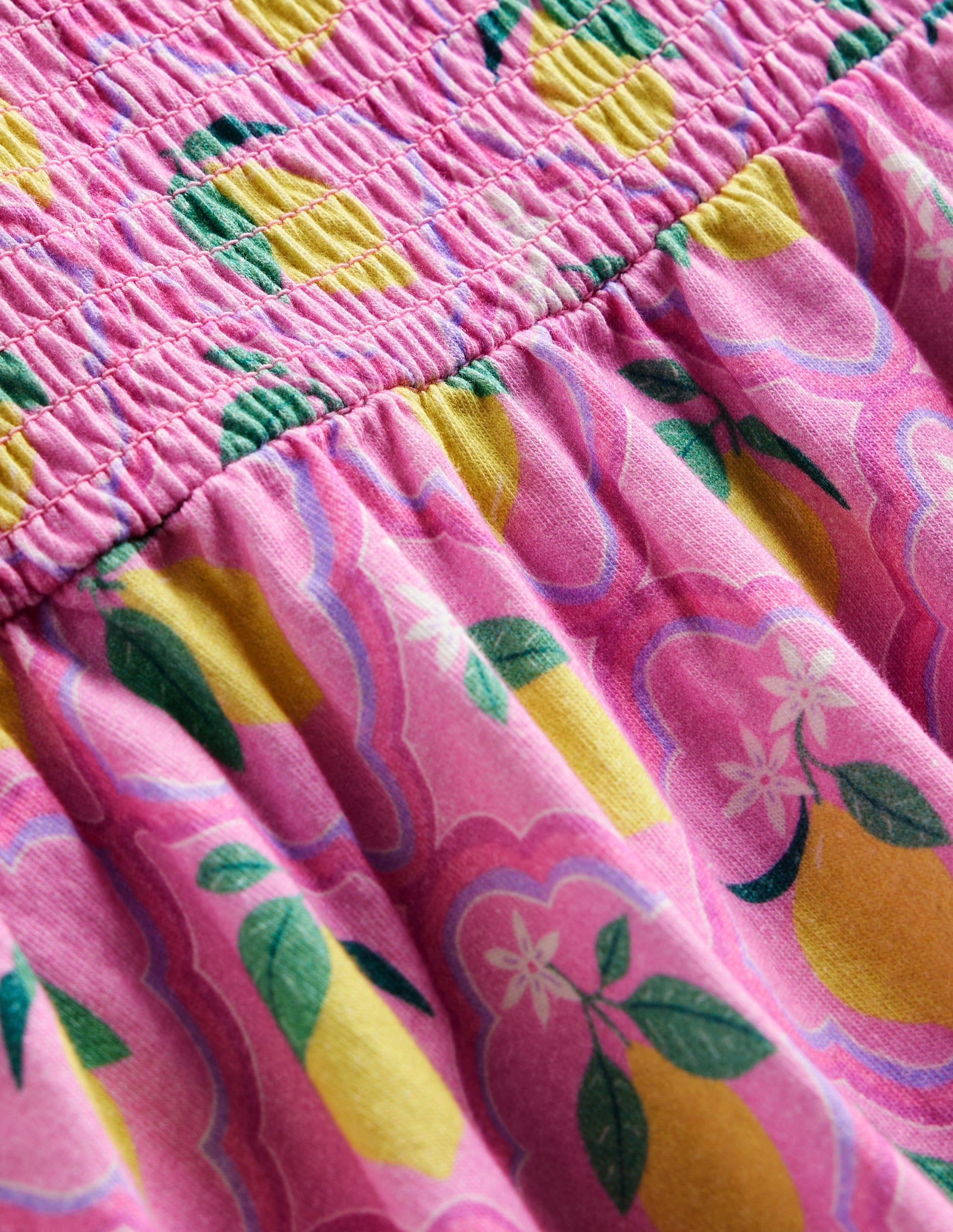 Shirred Jersey Dress-Pink Lemon Grove-3