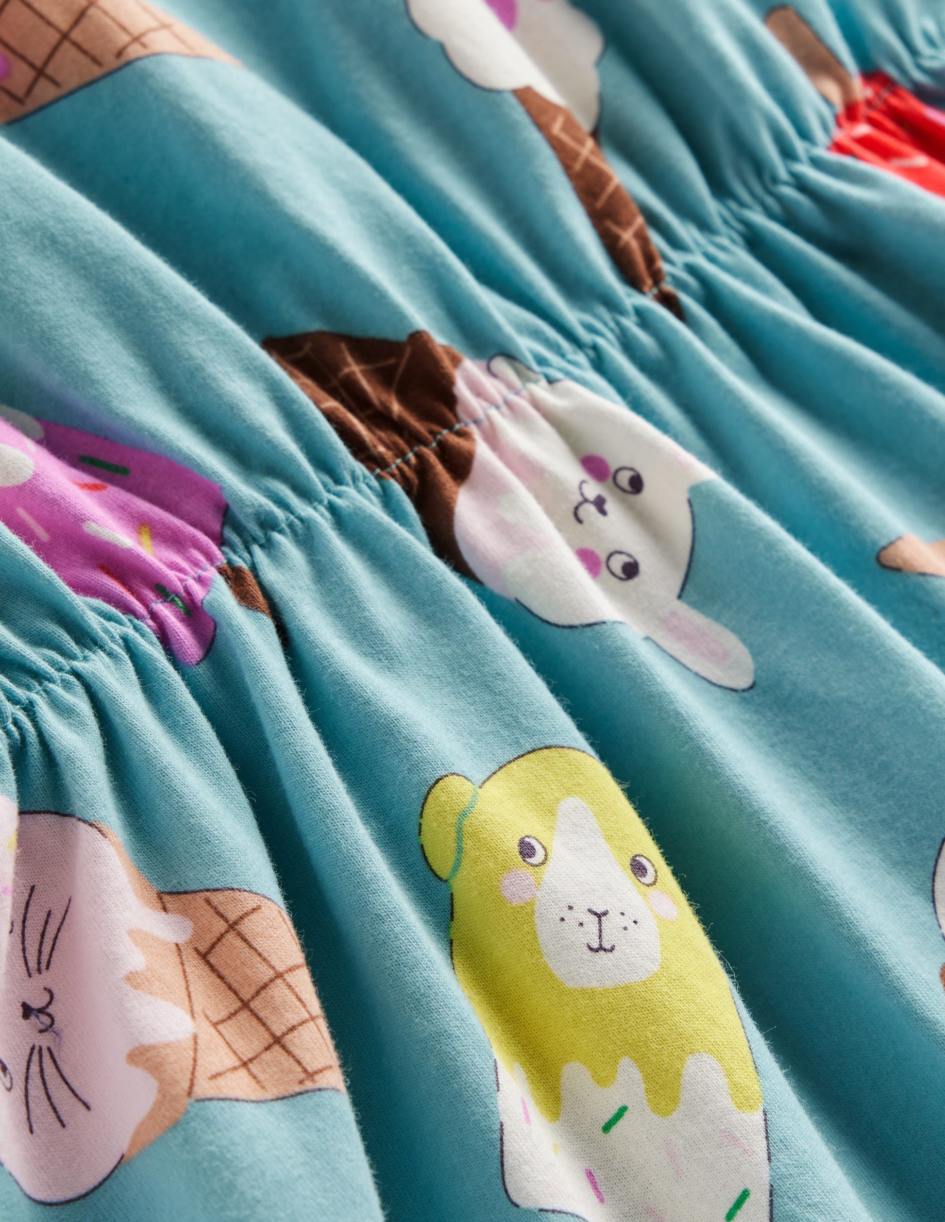 Frill Sleeve Jersey Dress-Aqua Sea Ice Creams-3