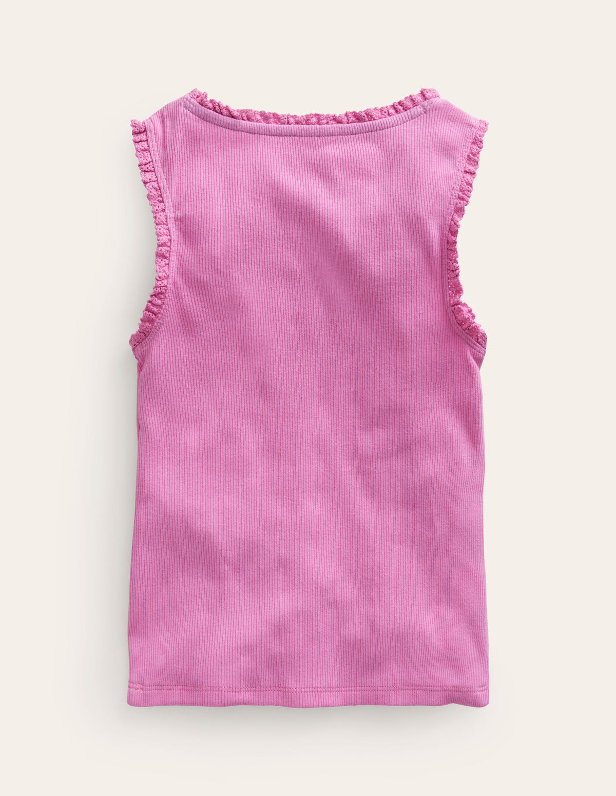 Ribbed Lace Trim Vest-Peony Pink-2