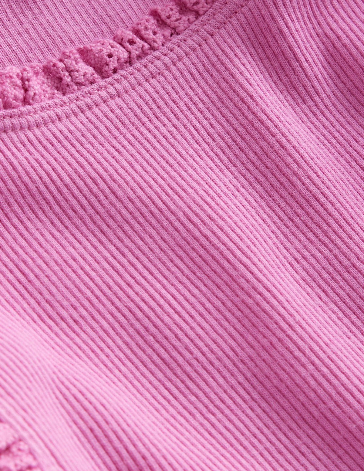 Ribbed Lace Trim Vest-Peony Pink - Image 3