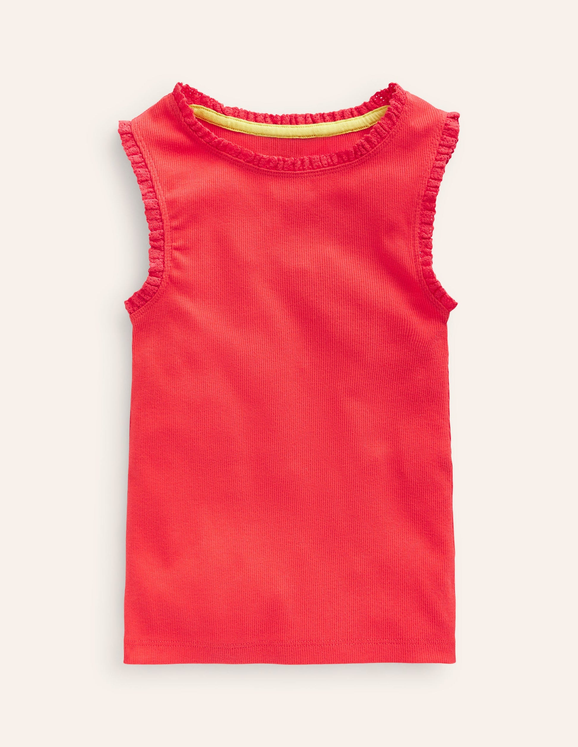 Ribbed Lace Trim Vest-Jam Red-1