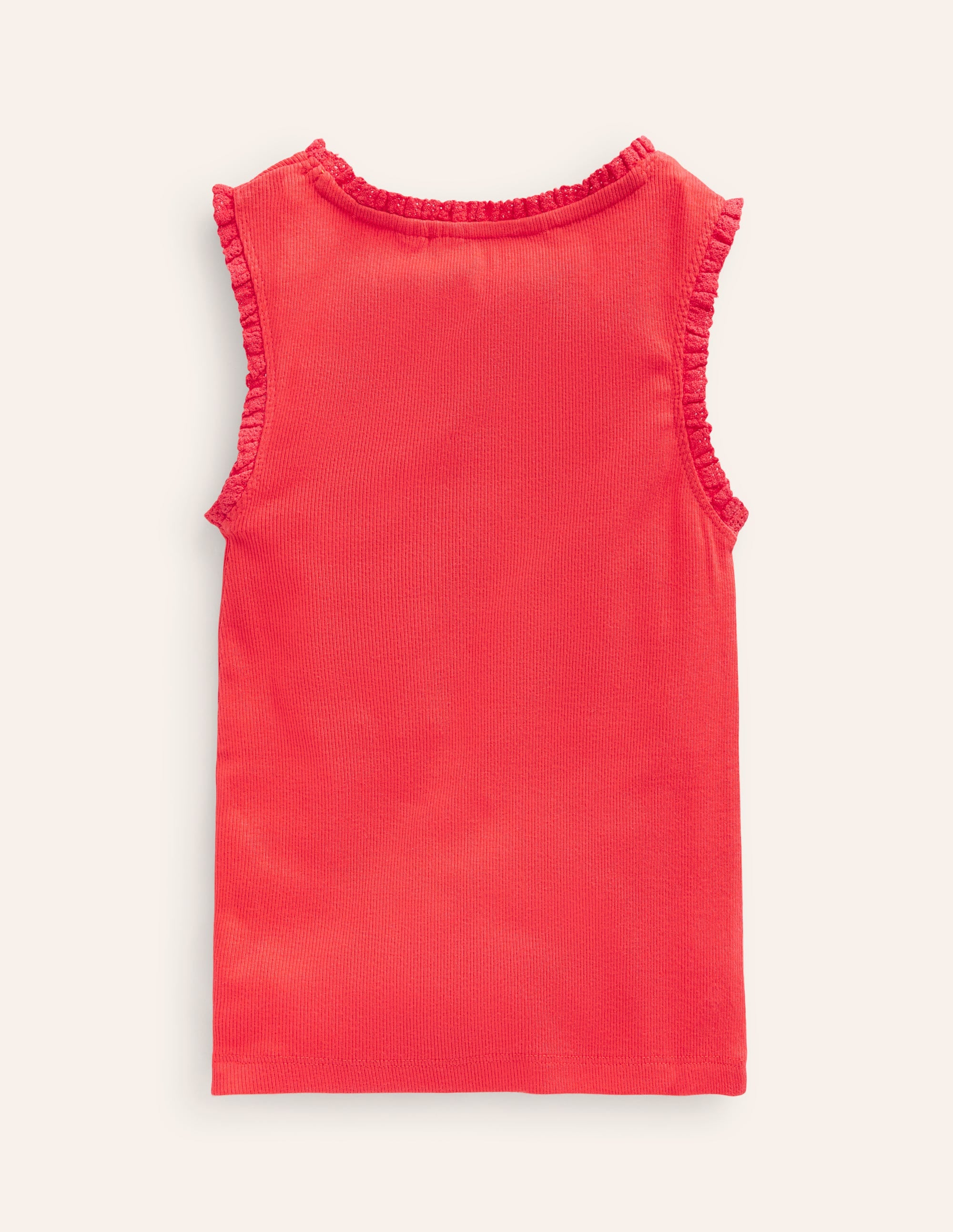 Ribbed Lace Trim Vest-Jam Red - Image 2