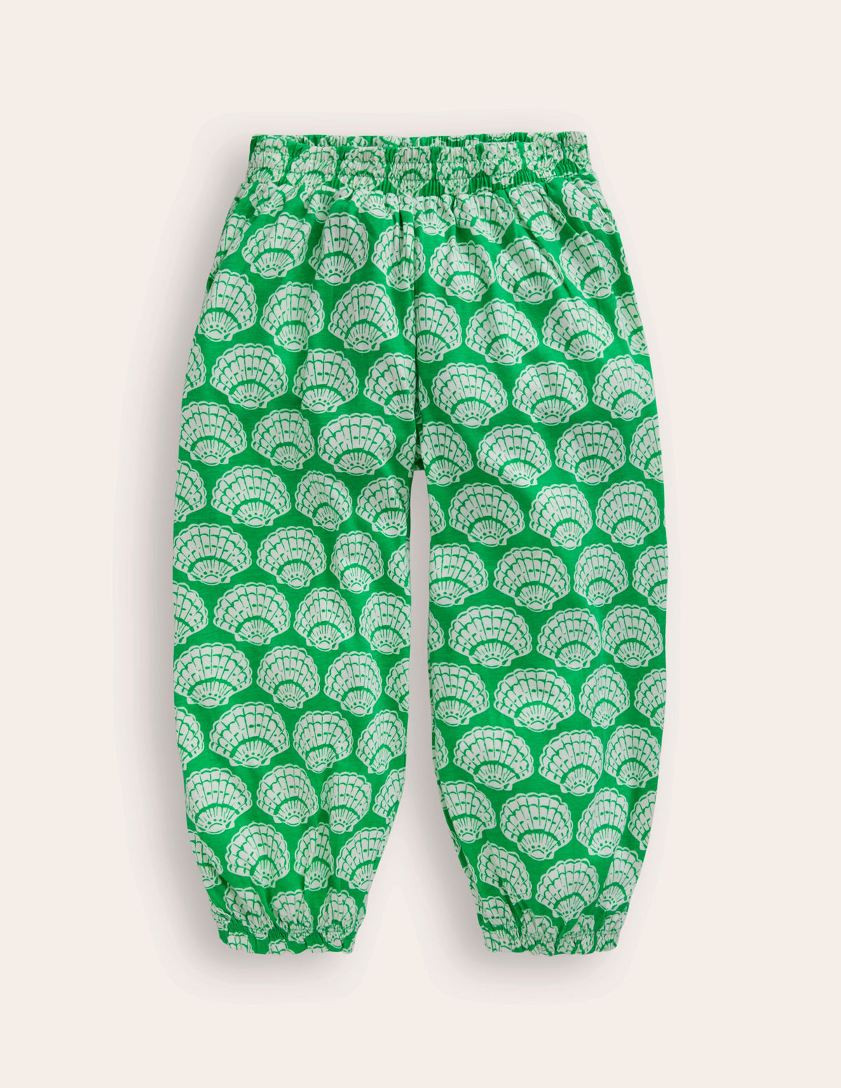 Jersey Harem Trousers-Pea Green Seashells-1