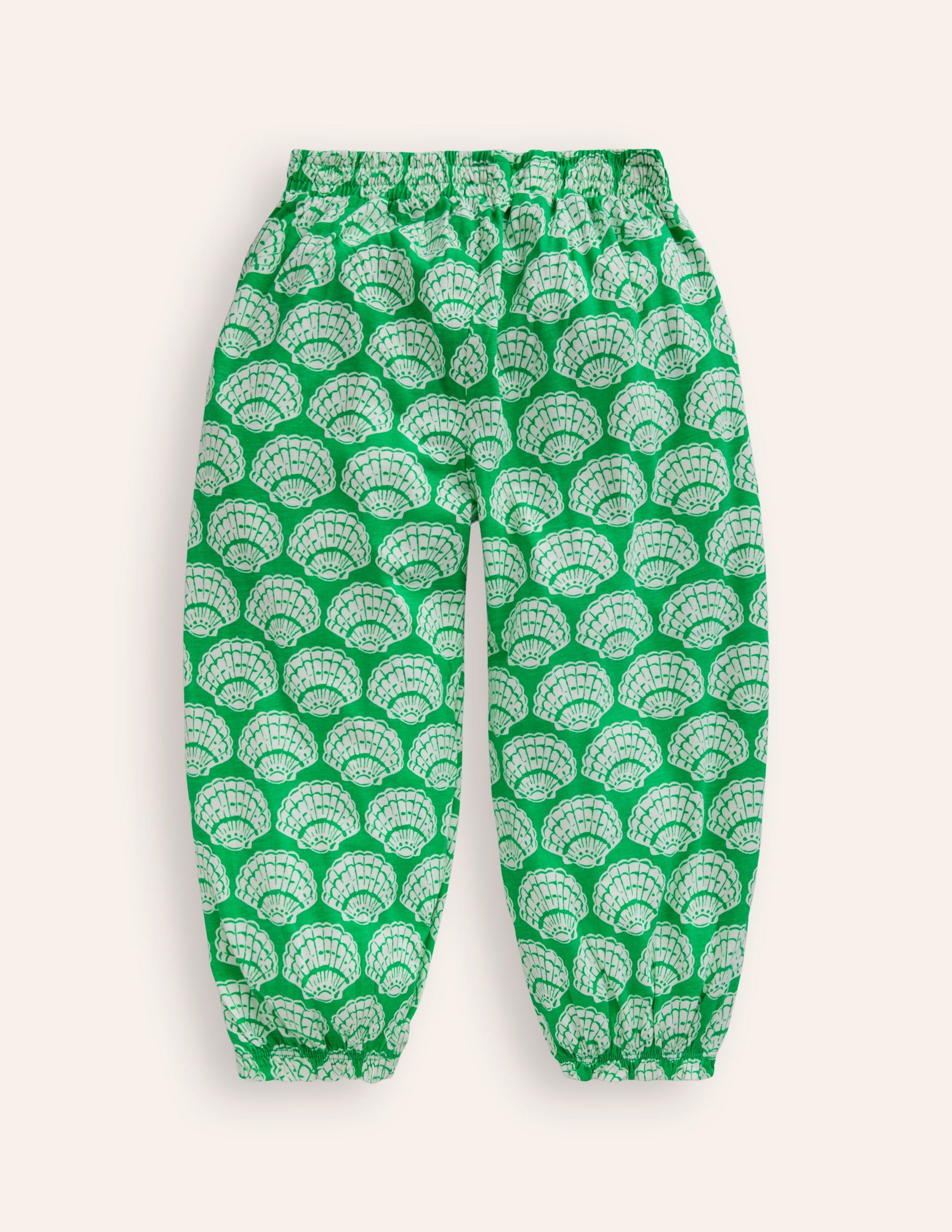 Jersey Harem Trousers-Pea Green Seashells-2