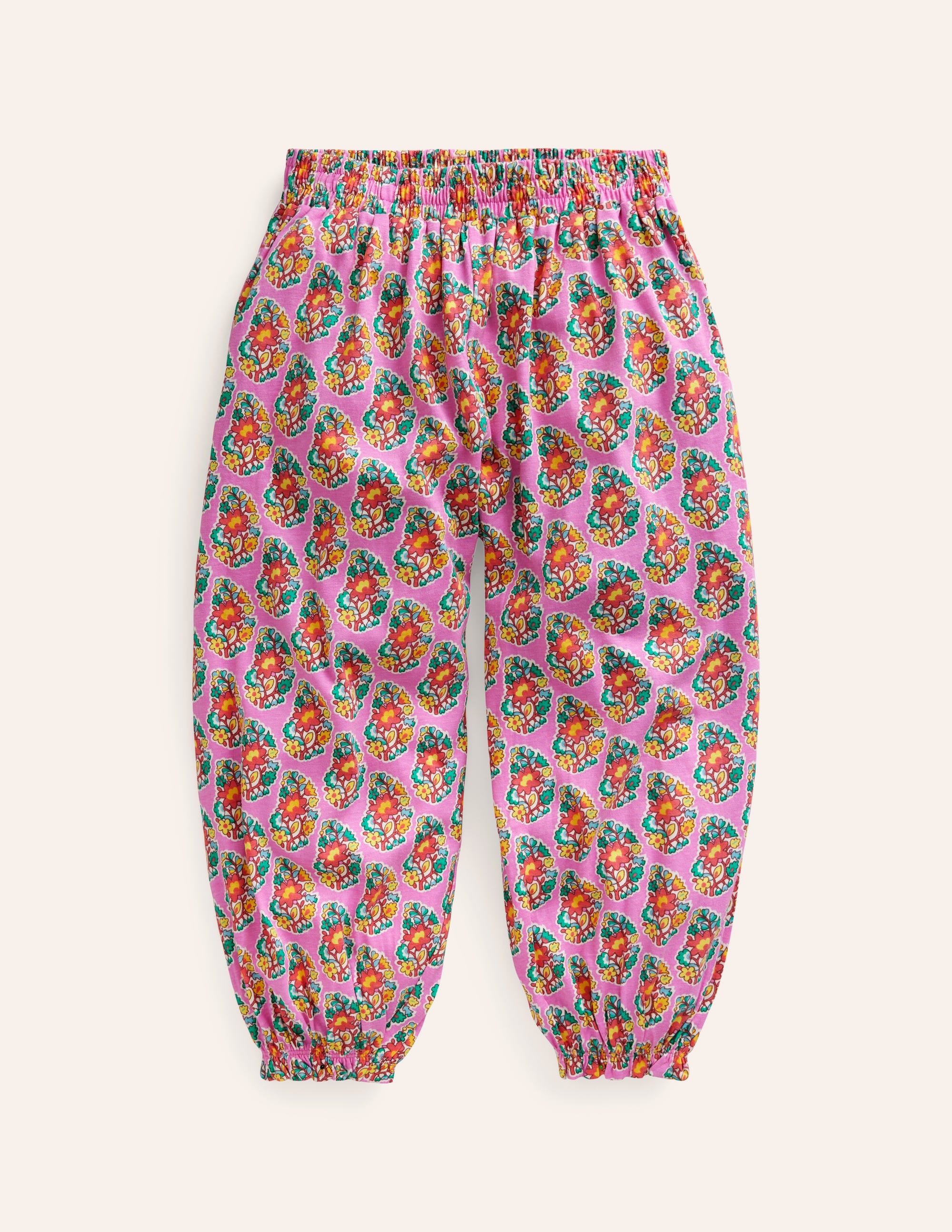 Jersey Harem Trousers-Peony Pink Paisley - Image 1