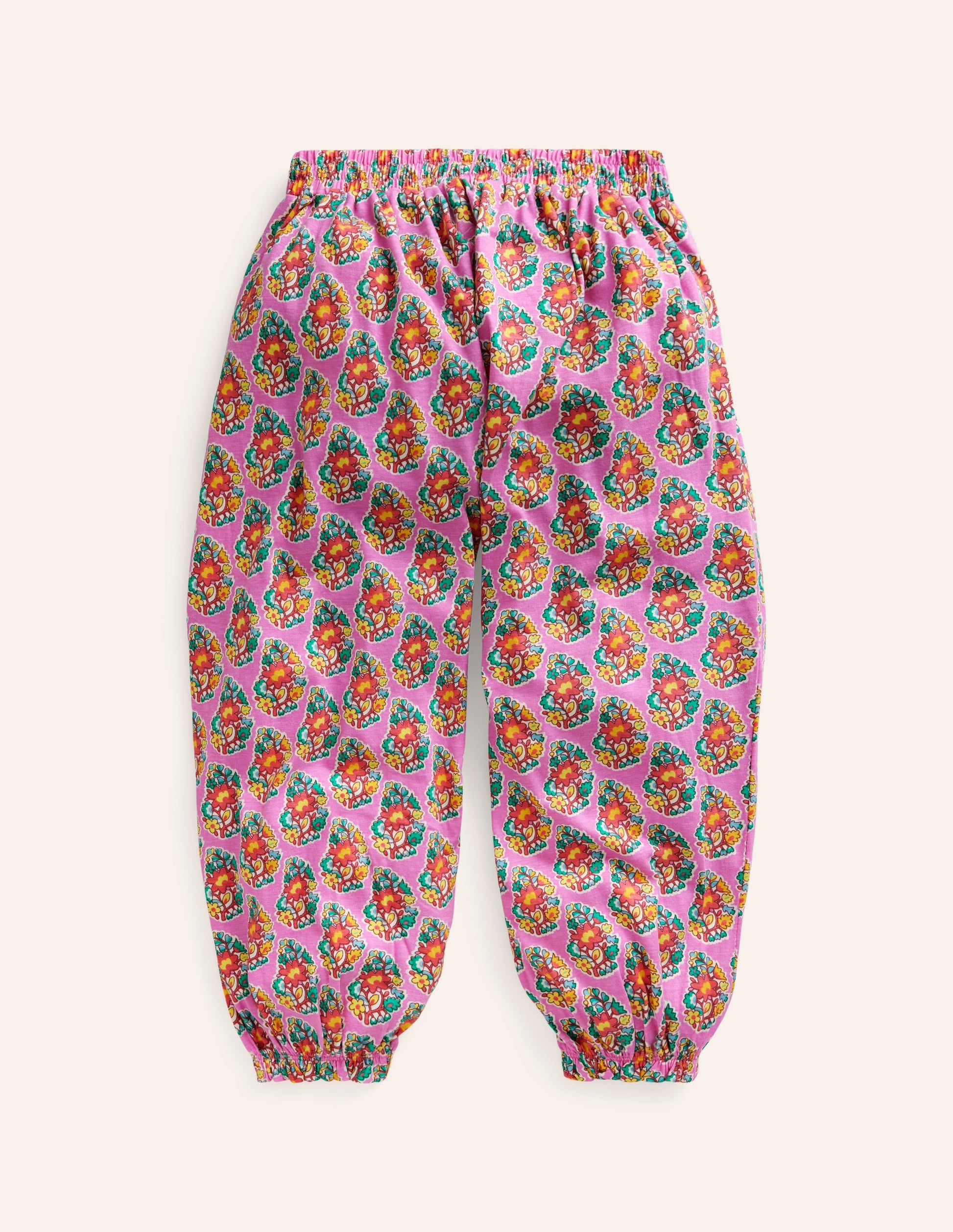 Jersey Harem Trousers-Peony Pink Paisley-2