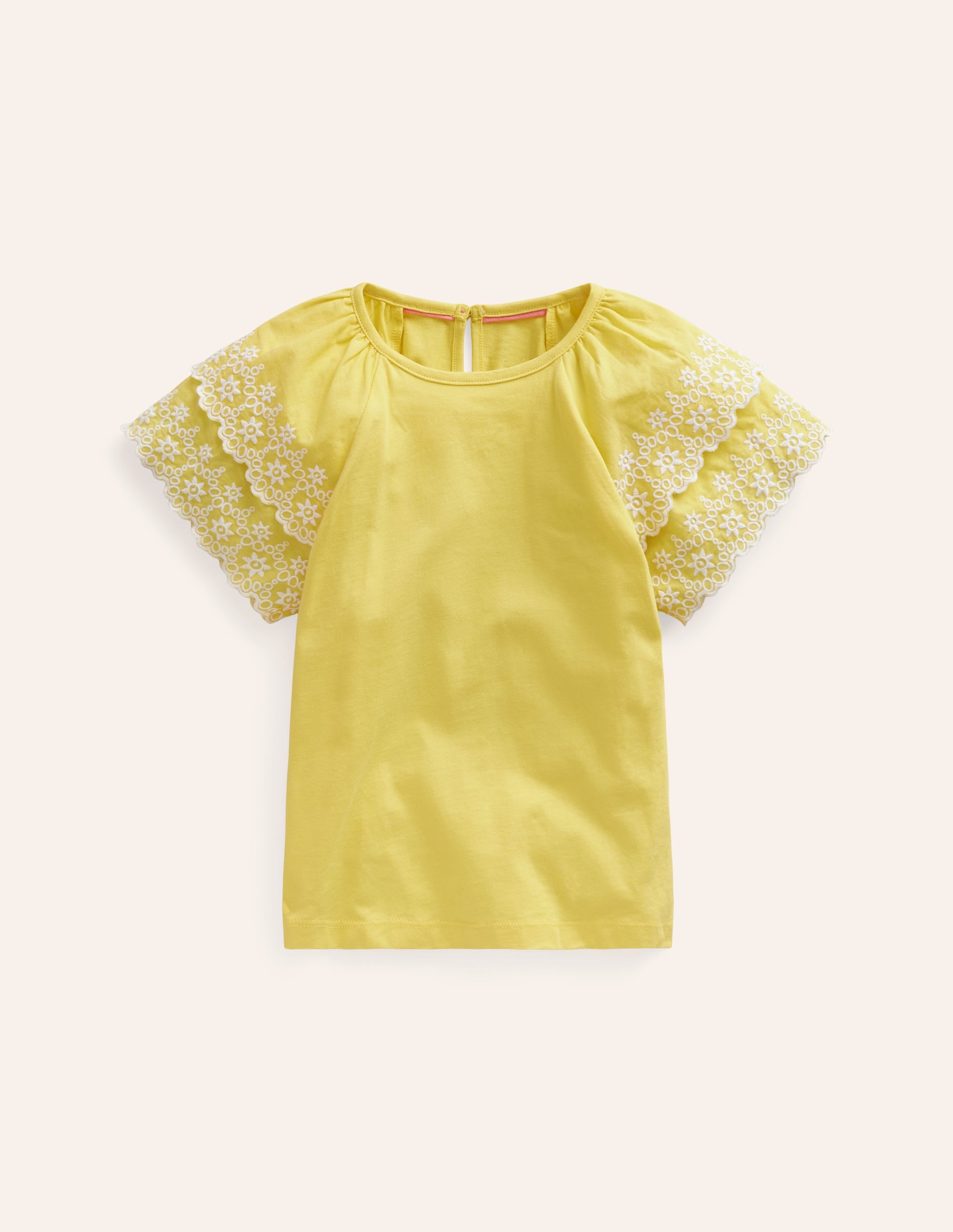 Broderie Mix T-shirt-Zest Yellow/White - Image 1