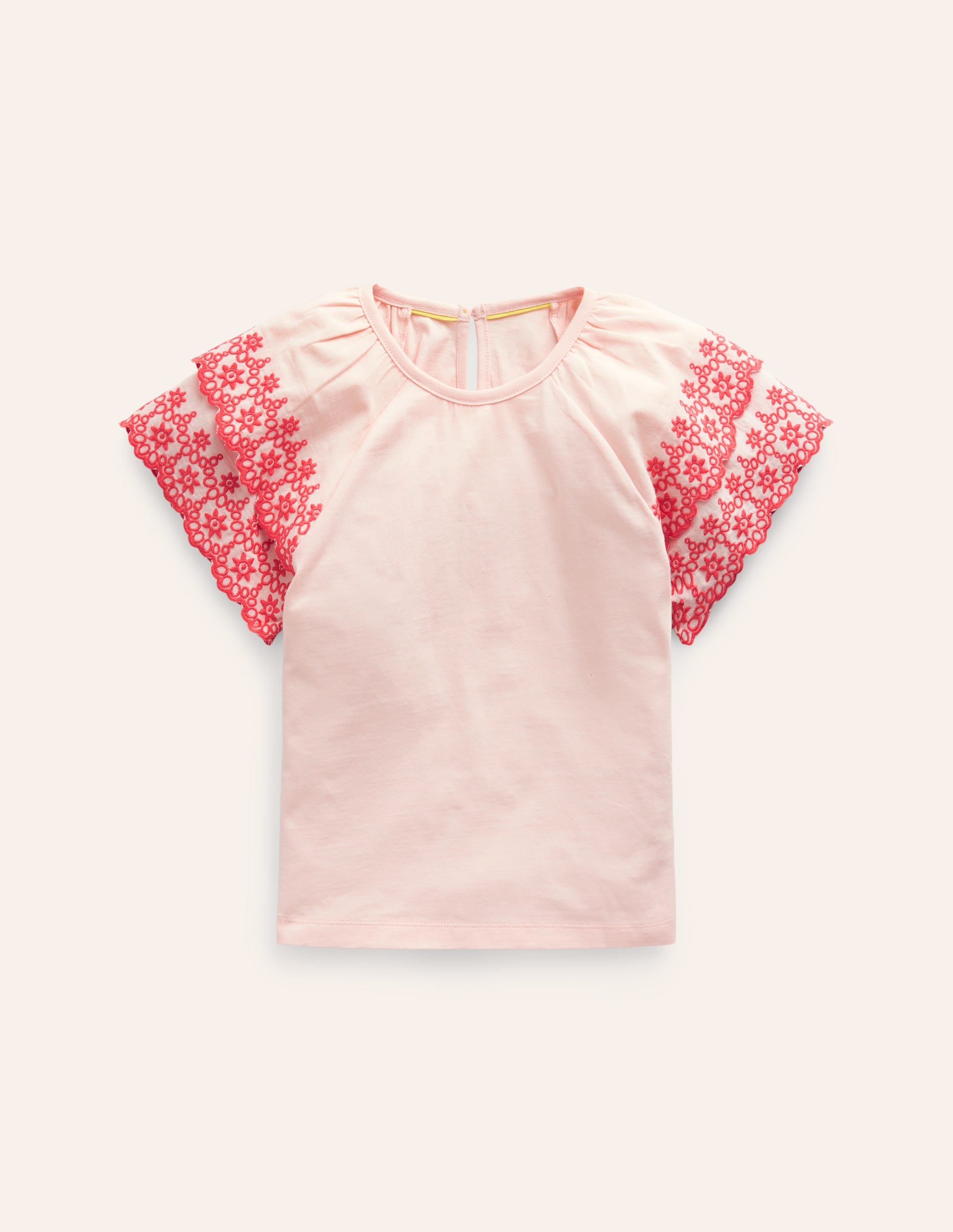 Broderie Mix T-shirt-Pink/Coral - Image 1
