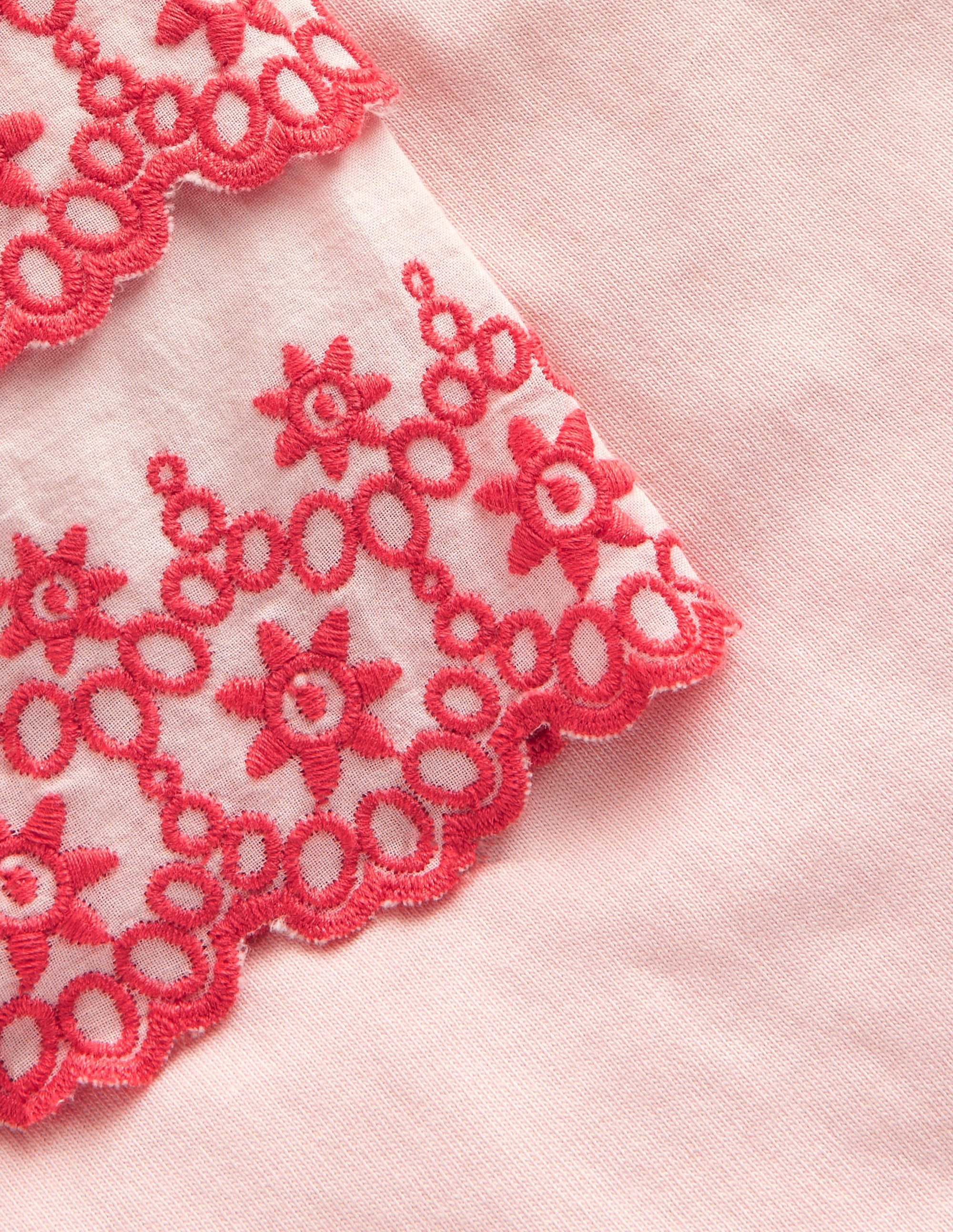 Broderie Mix T-shirt-Pink/Coral - Image 3