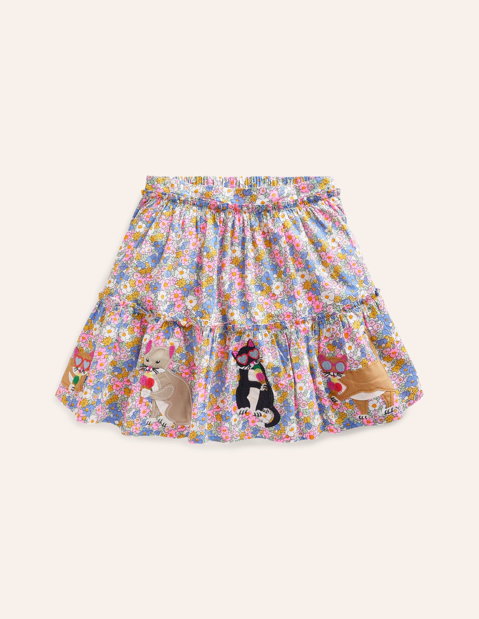 Appliqué Skirt-Festival Pink Nautical Cats-1