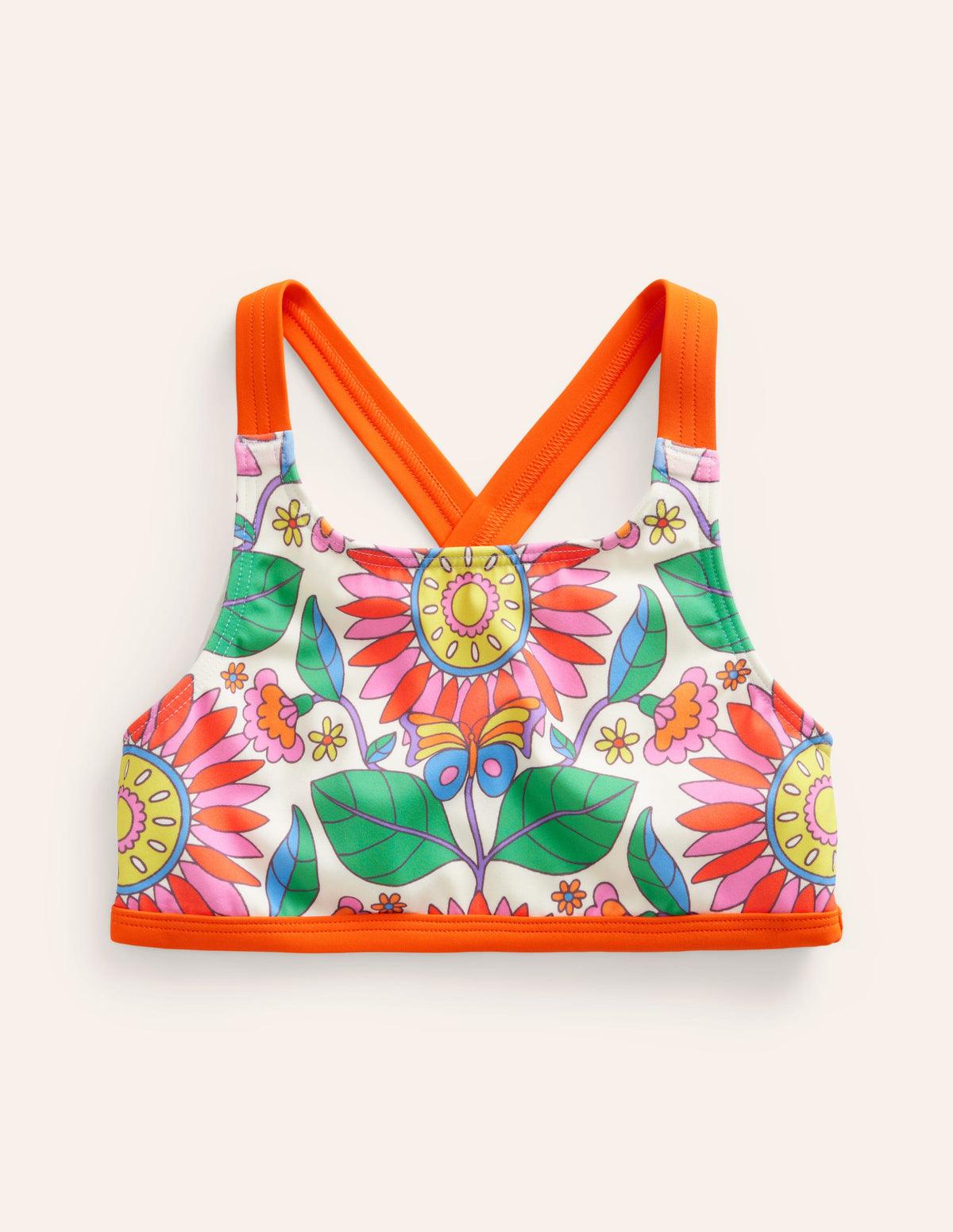 Cross Back Bikini Top-Multi Daisy Vine - Image 1