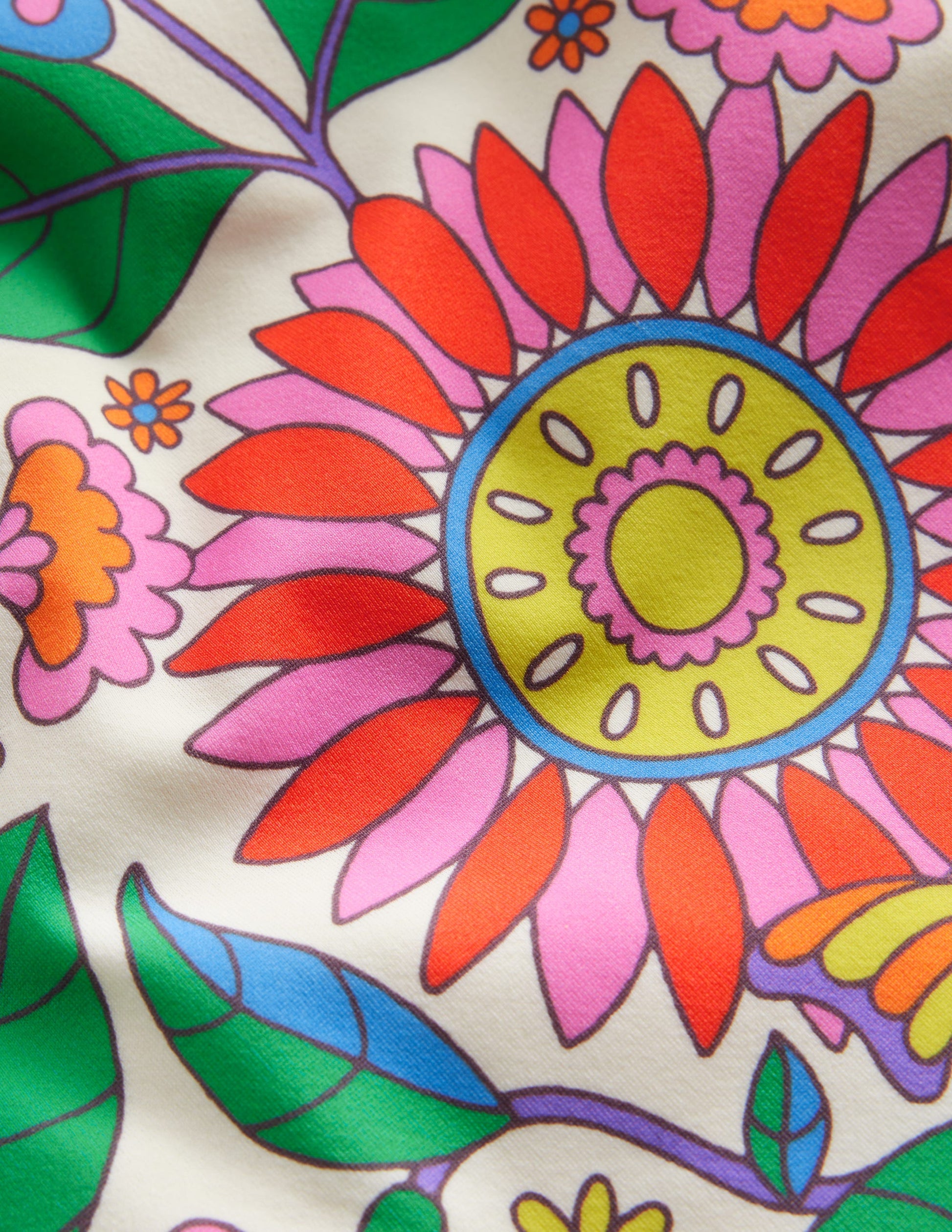 Cross Back Tankini Top-Multi Daisy Vine-3