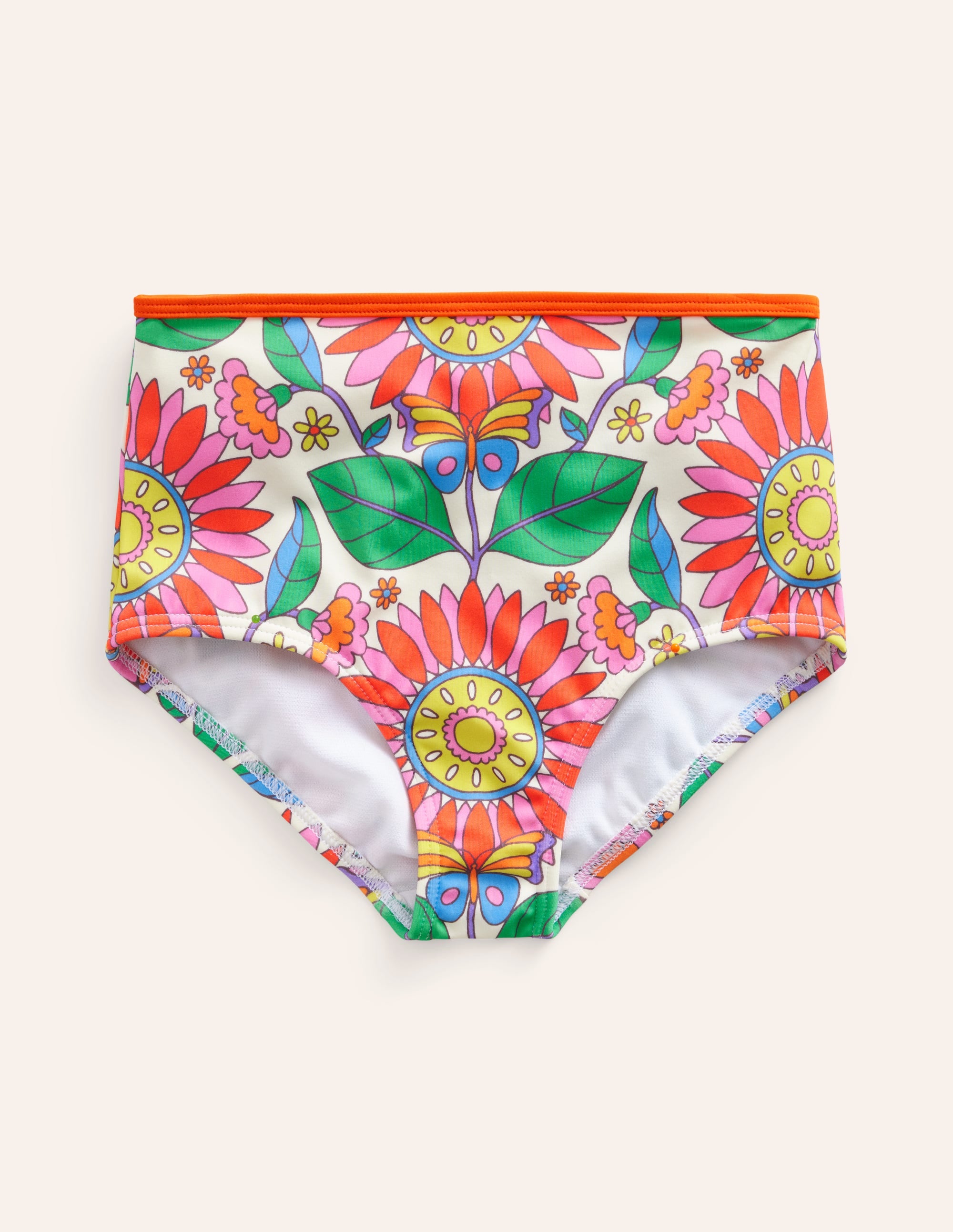 High Waisted Bikini Bottoms-Multi Daisy Vine - Image 1