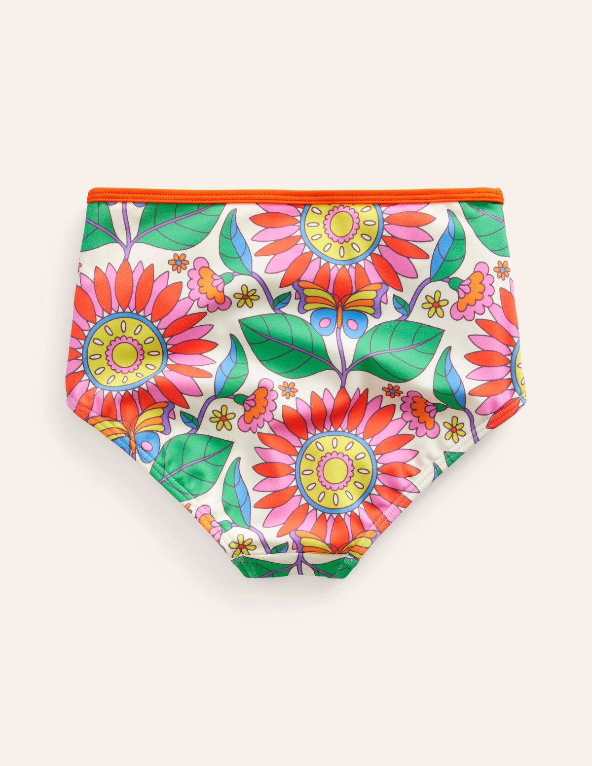 High Waisted Bikini Bottoms-Multi Daisy Vine-2