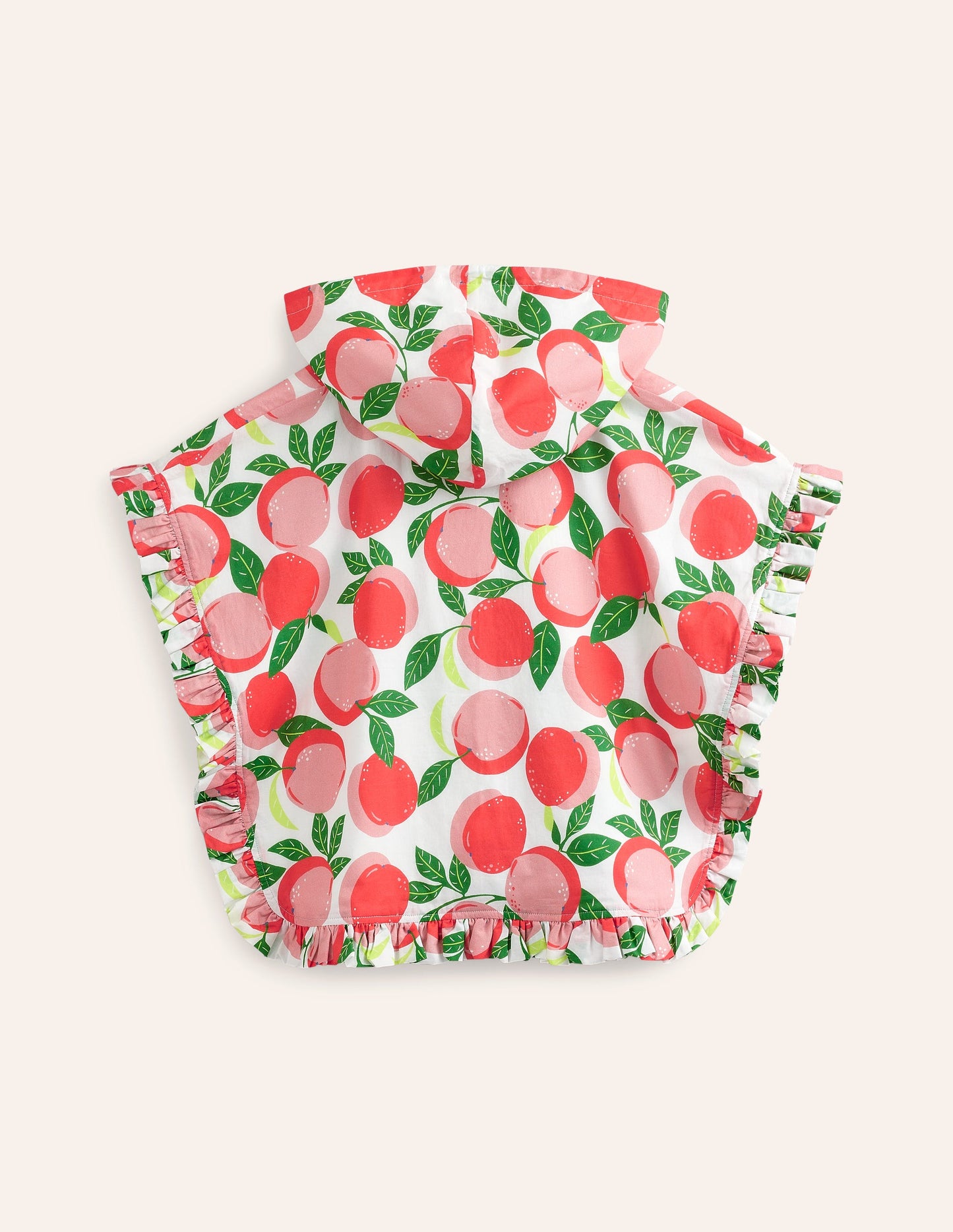 Towelling Poncho Hoodie-Ivory Peaches