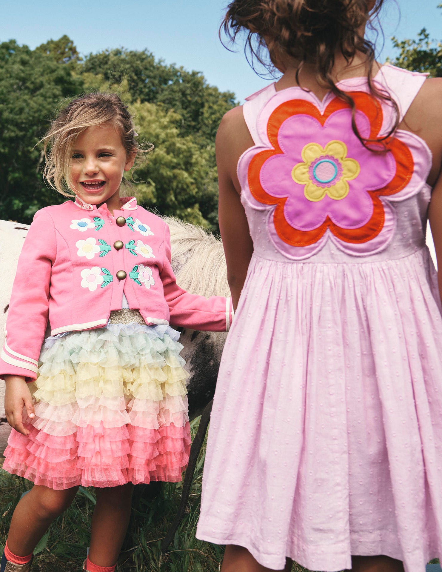 Appliqué Back Dress-Sugared Almond Pink Flower - Image 4