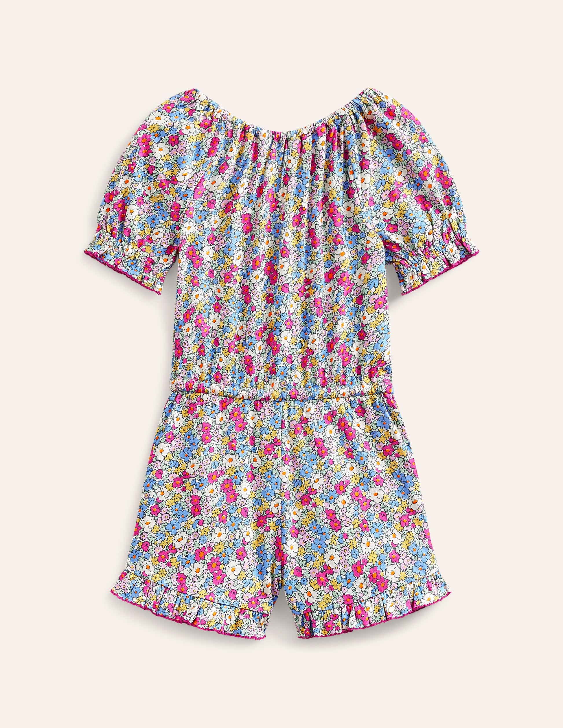 Printed Jersey Playsuit-Festival Pink Nautical Floral-2