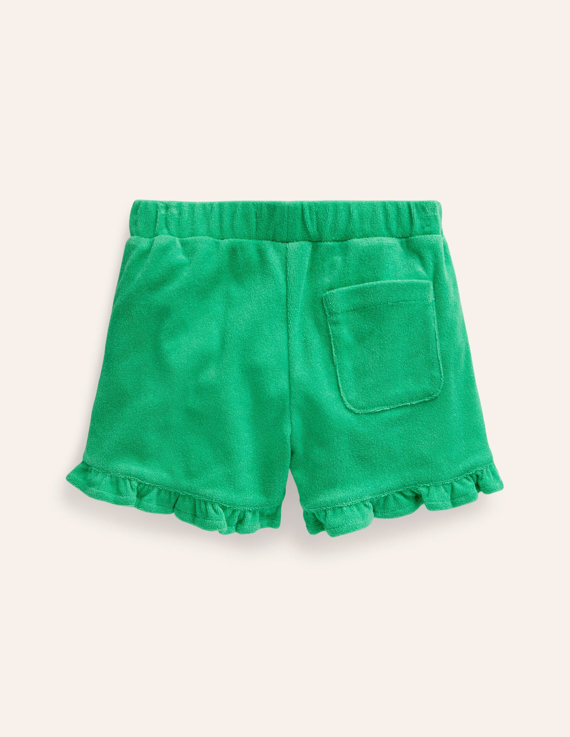 Frill Hem Towelling Shorts-Pea Green-2