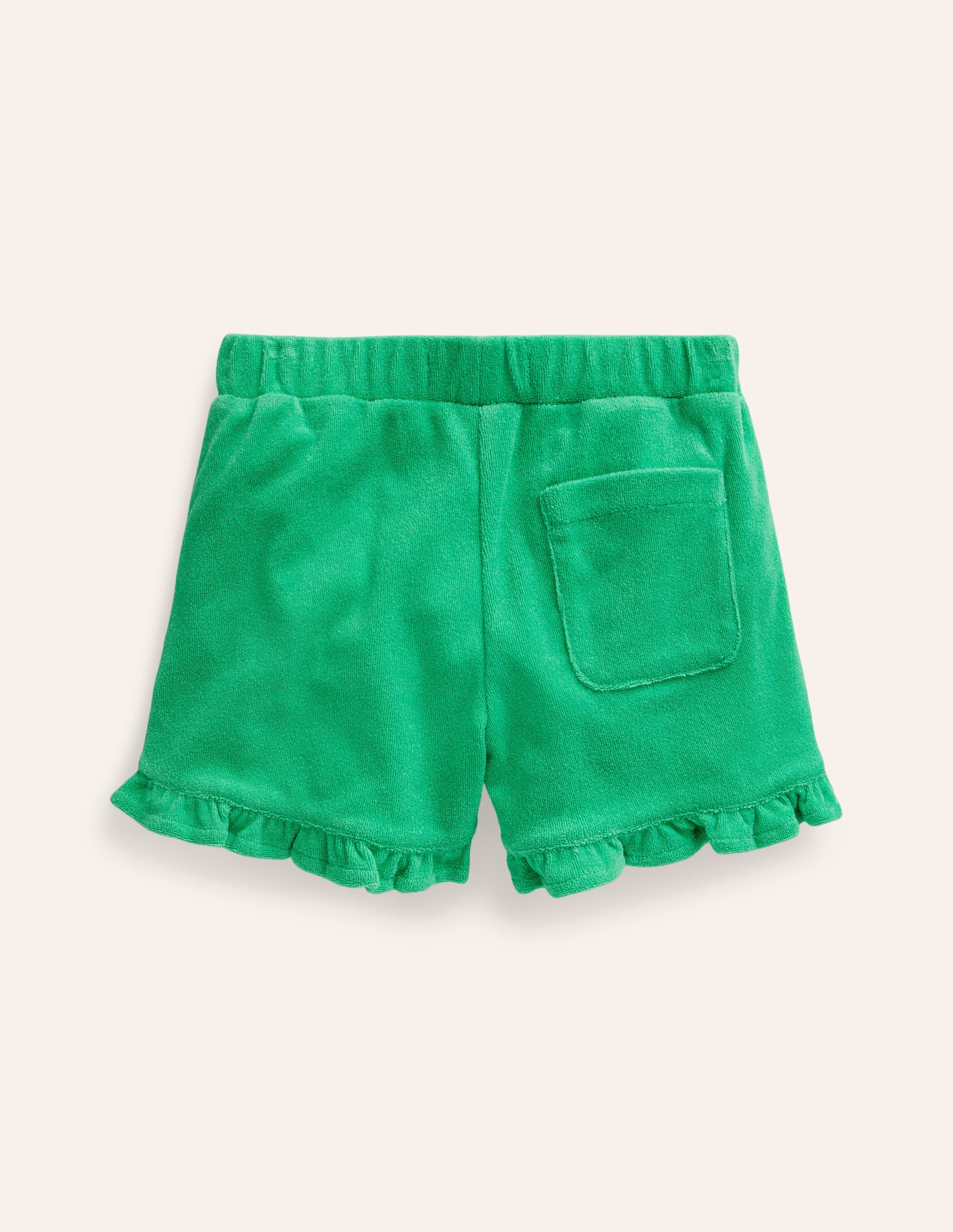 Frill Hem Towelling Shorts-Pea Green - Image 2