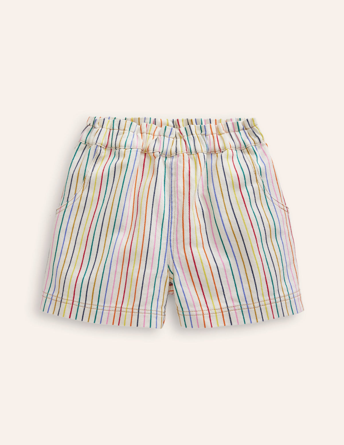 Pull-on Shorts-Ivory Multi Stripe-1