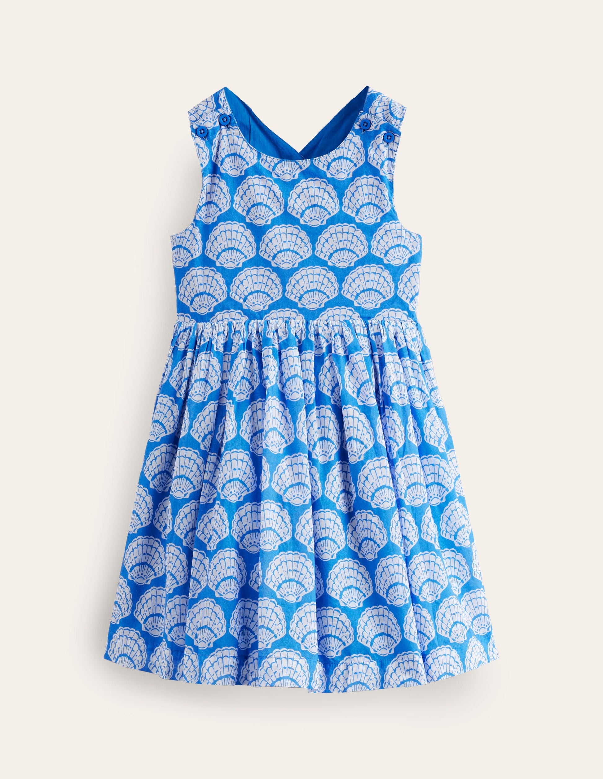 Cross-Back Dress-Blue Seashells-1