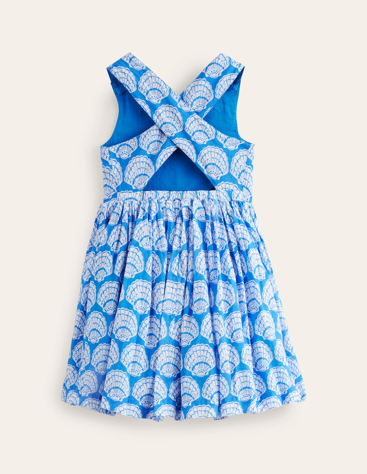 Cross-Back Dress-Blue Seashells - Image 2