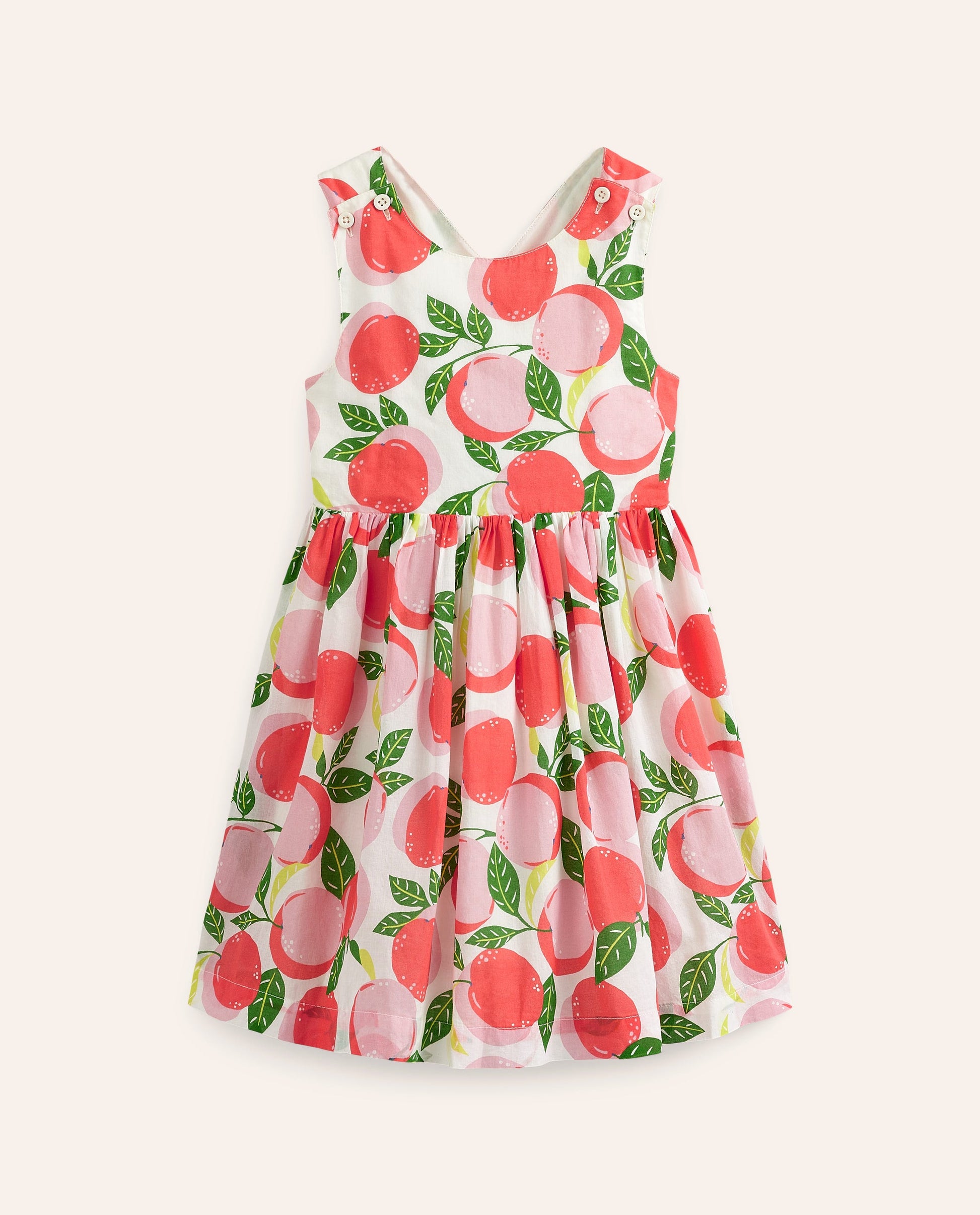 Cross-Back Dress-Ivory Peaches-1