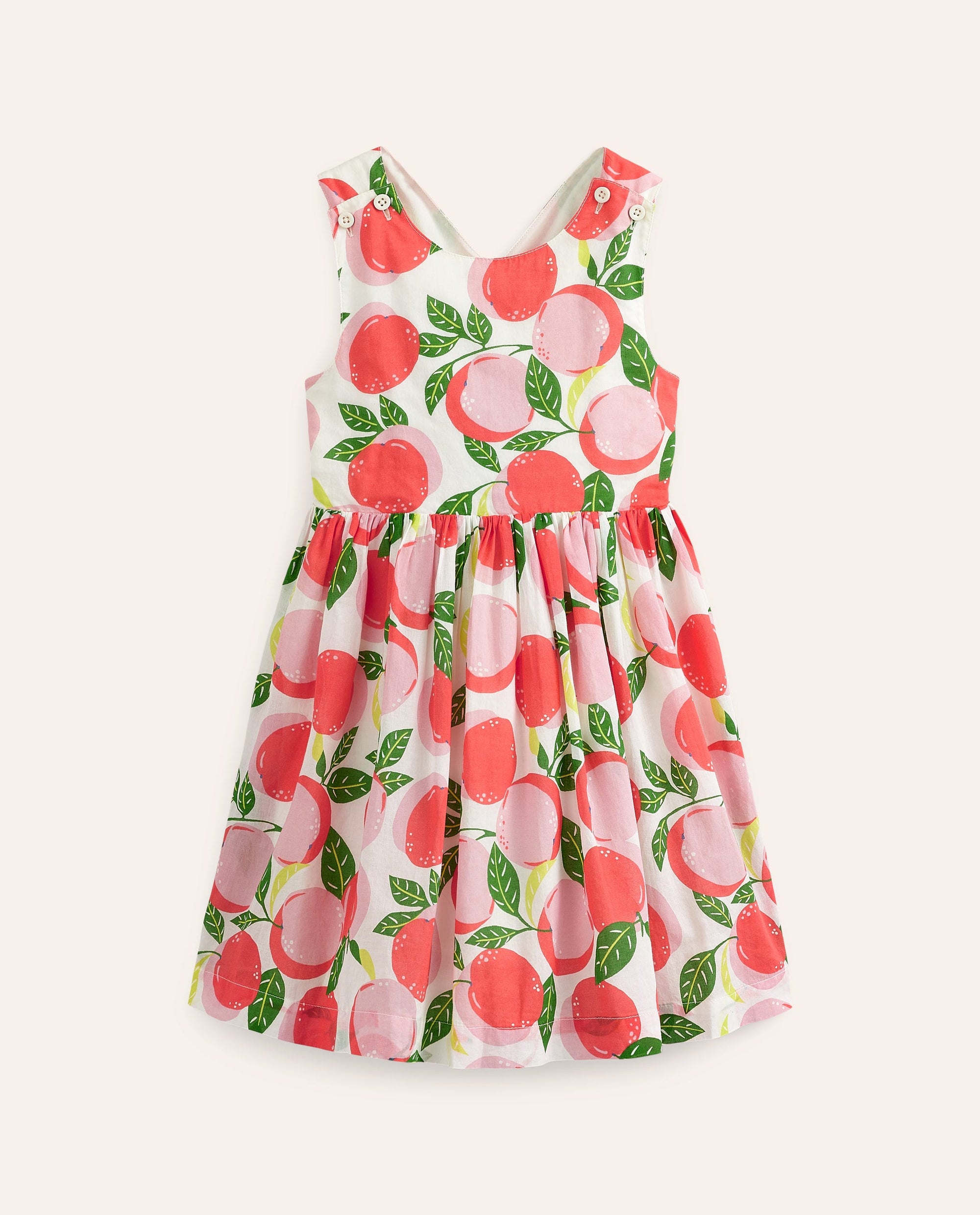 Cross-Back Dress-Ivory Peaches - Image 1