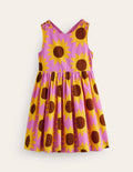 Cross-Back Dress-Pink Sunflower Geo
