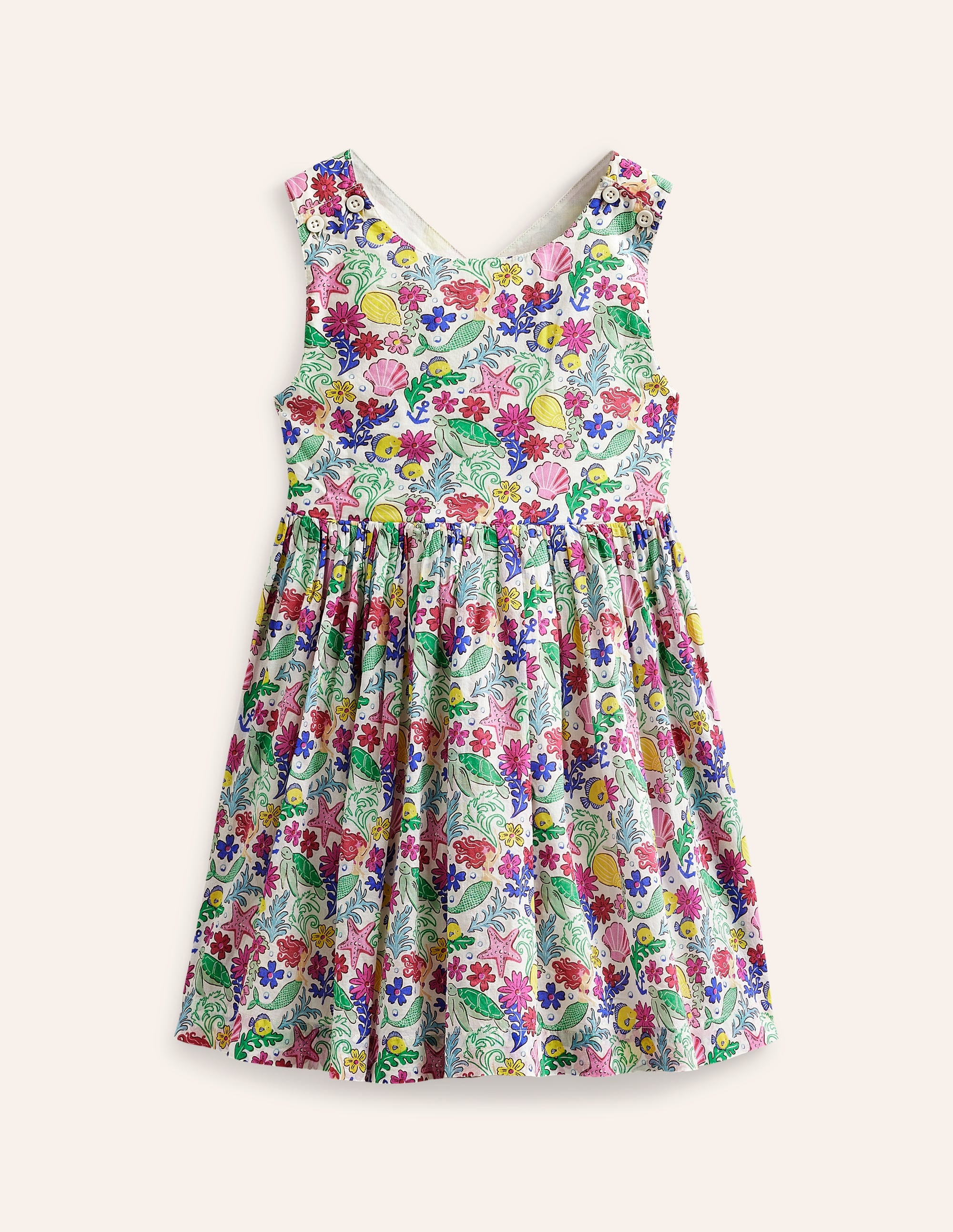 Cross-Back Dress-Multi Mermaid Ditsy - Image 1