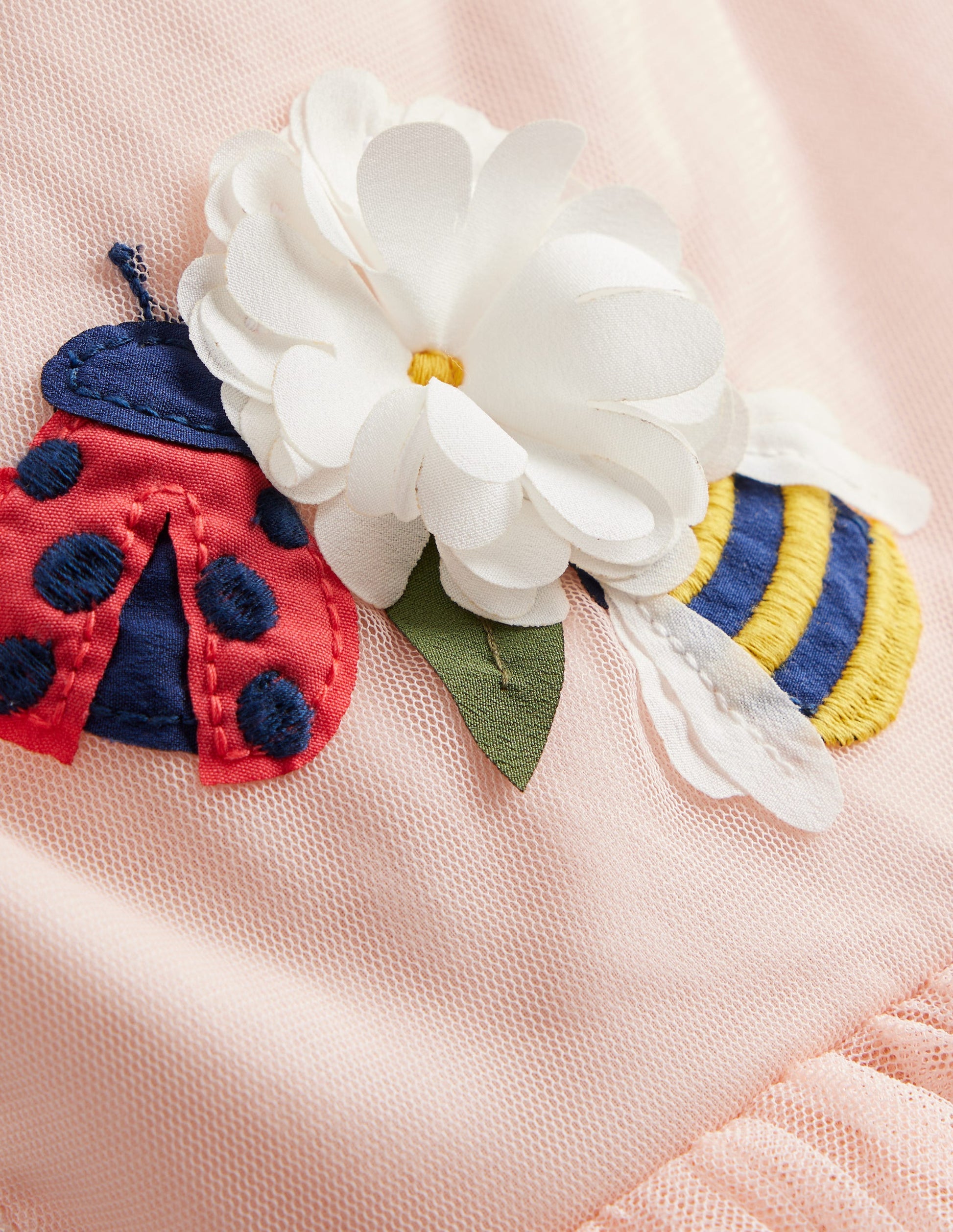 Appliqué Tulle Dress-Provence Dusty Pink Bugs-3